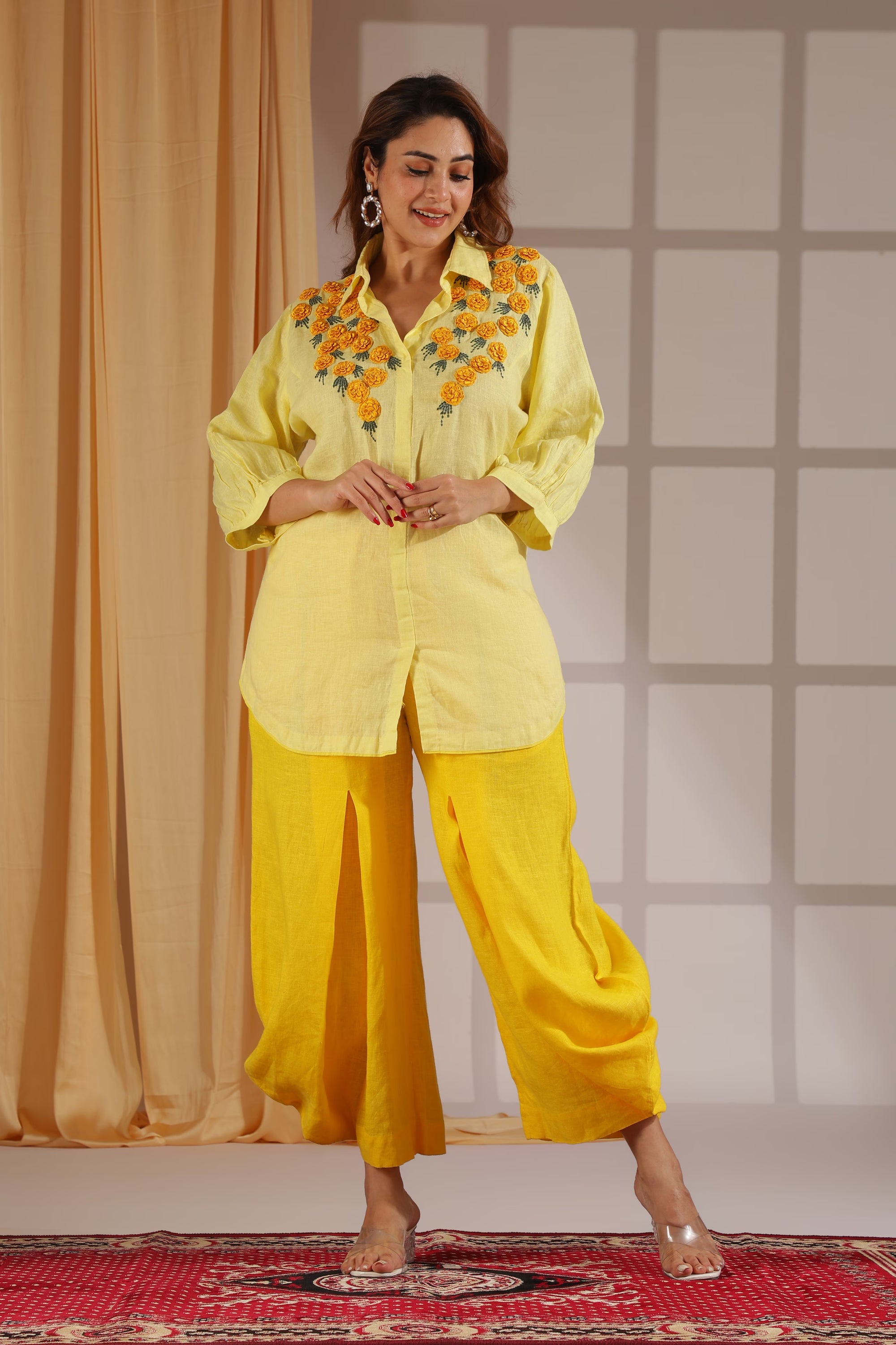 Marigold Meadow Embroidered Dhoti Set