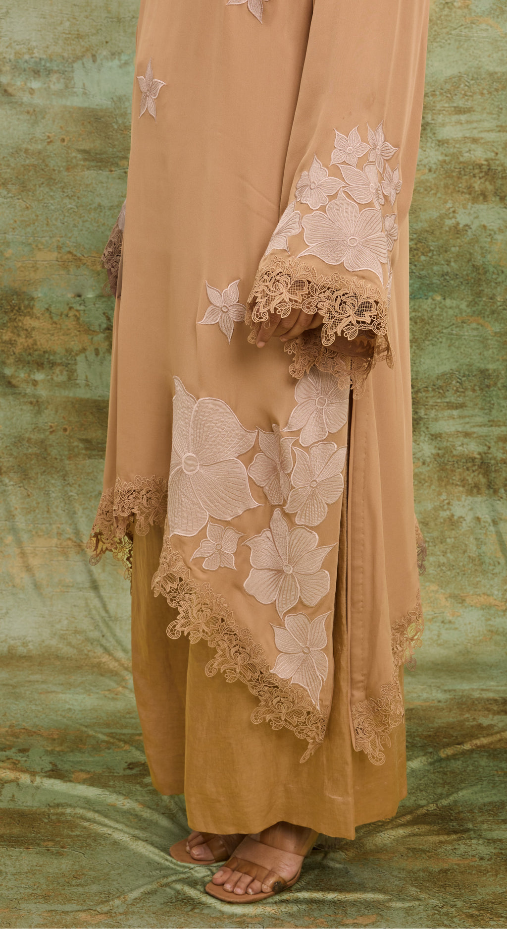 Peach Blossom Lace Kurta Set