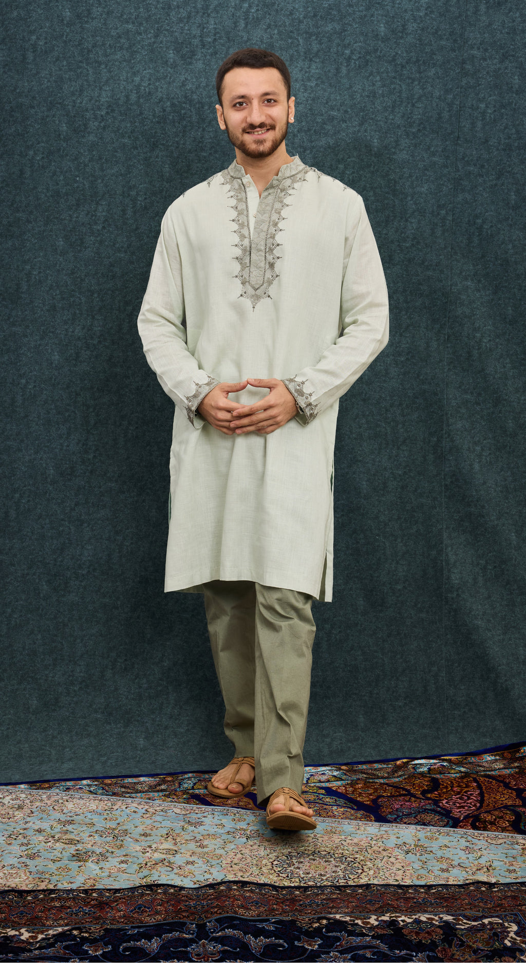 Ivory Sage Embroidered Kurta Set