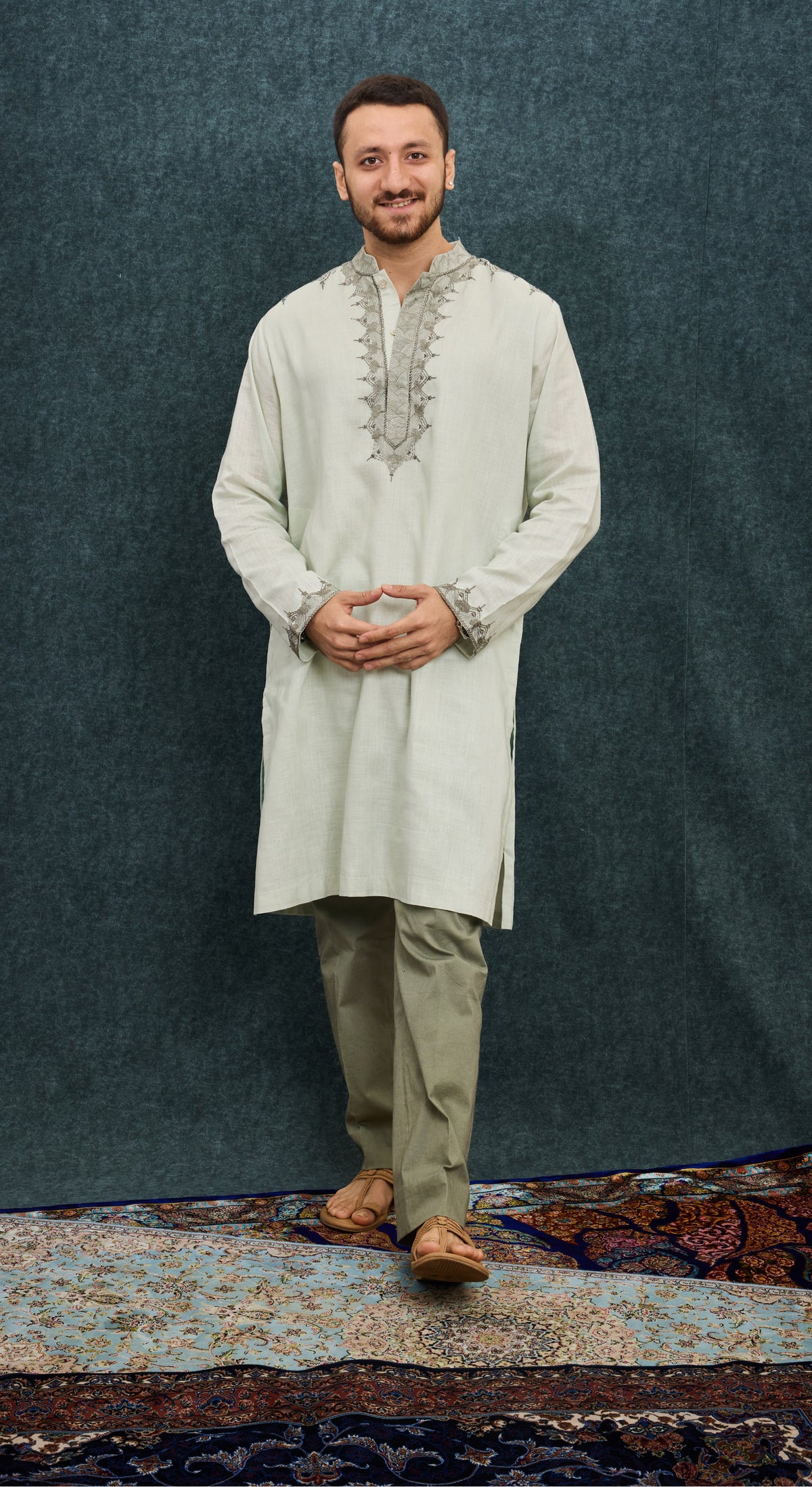Ivory Sage Embroidered Kurta Set