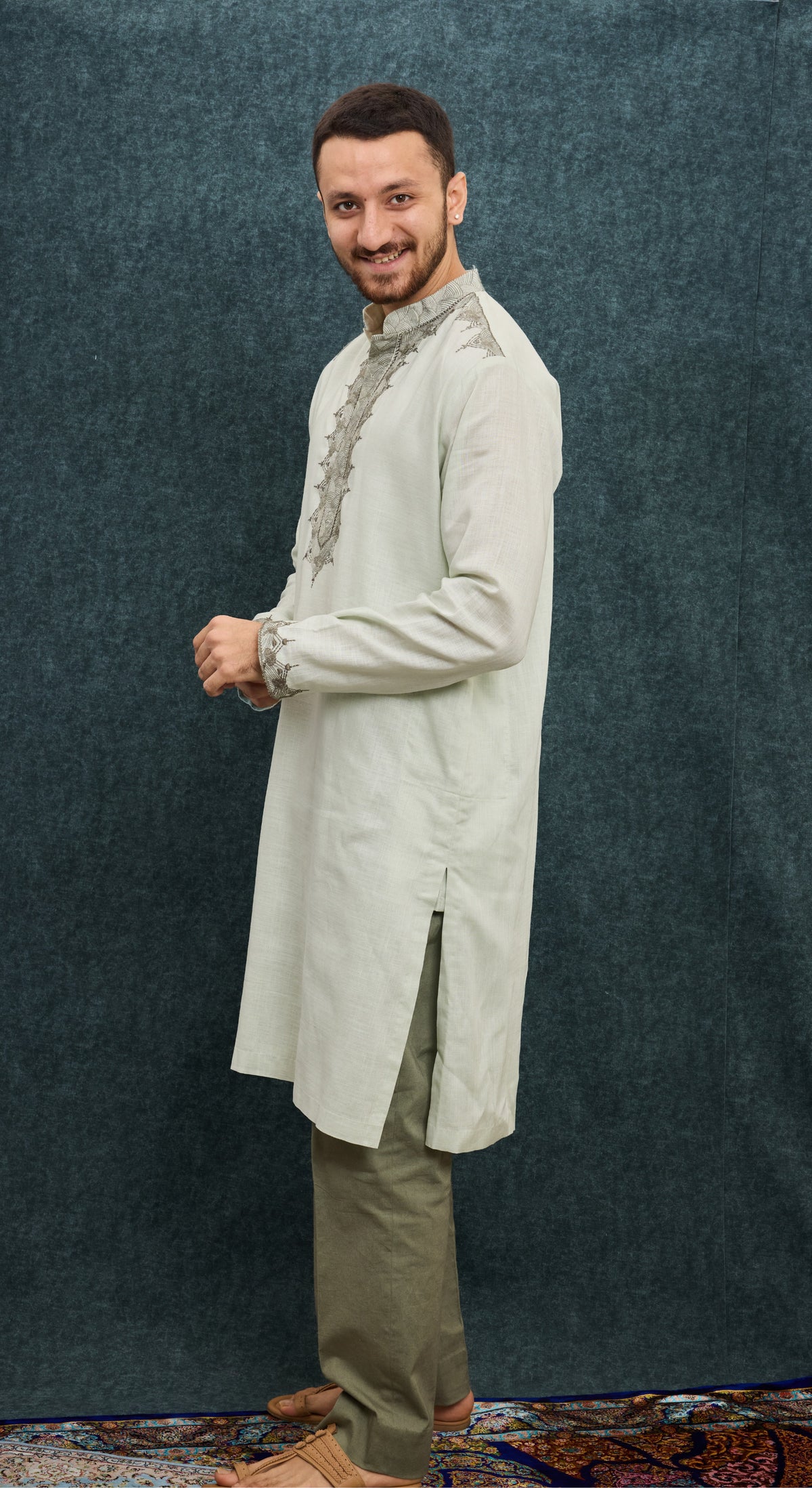 Ivory Sage Embroidered Kurta Set