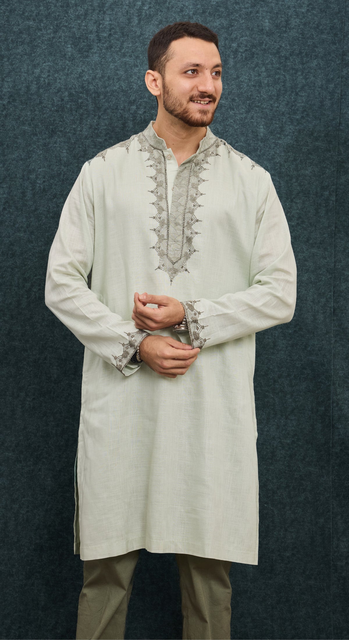 Ivory Sage Embroidered Kurta Set