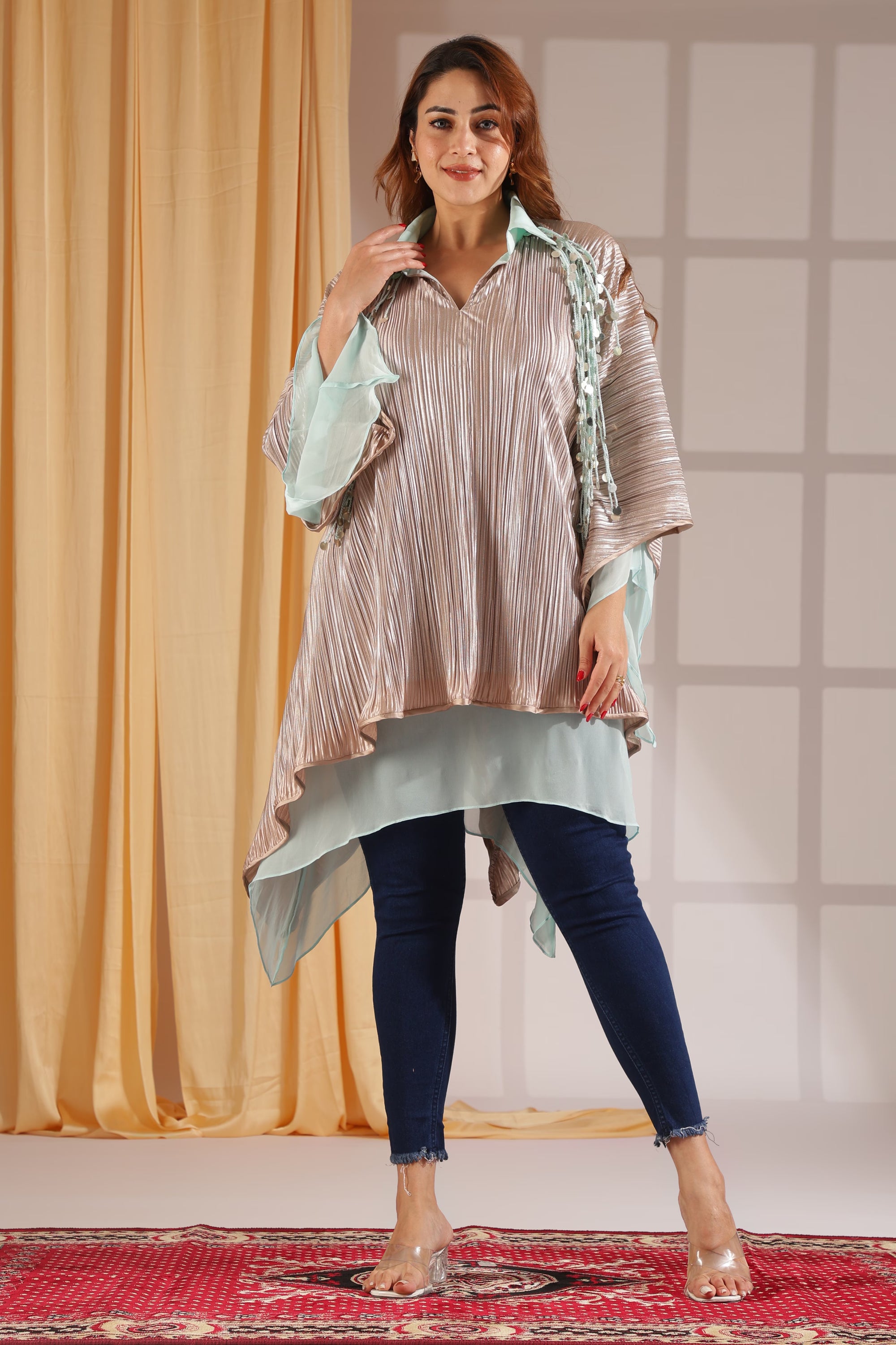 Moonlit Mirage Kaftan Tunic-Top