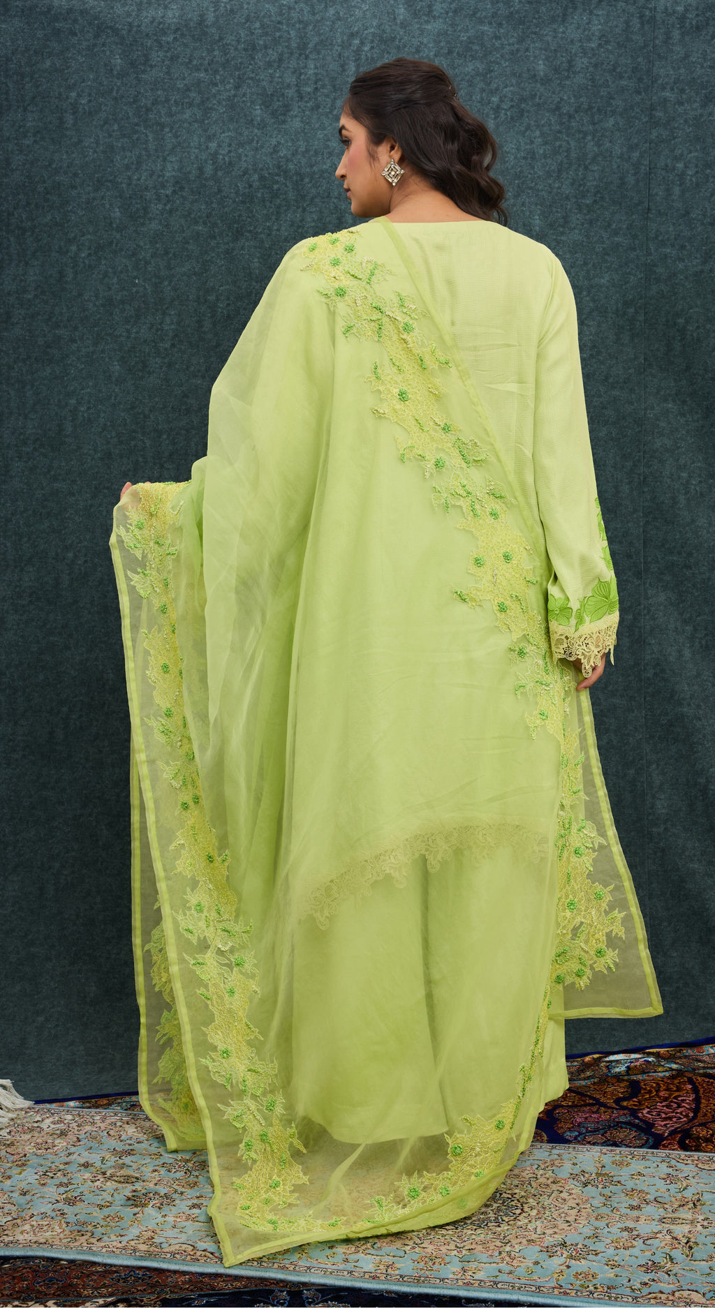 Pistachio Bloom Embroidered Kurta Set