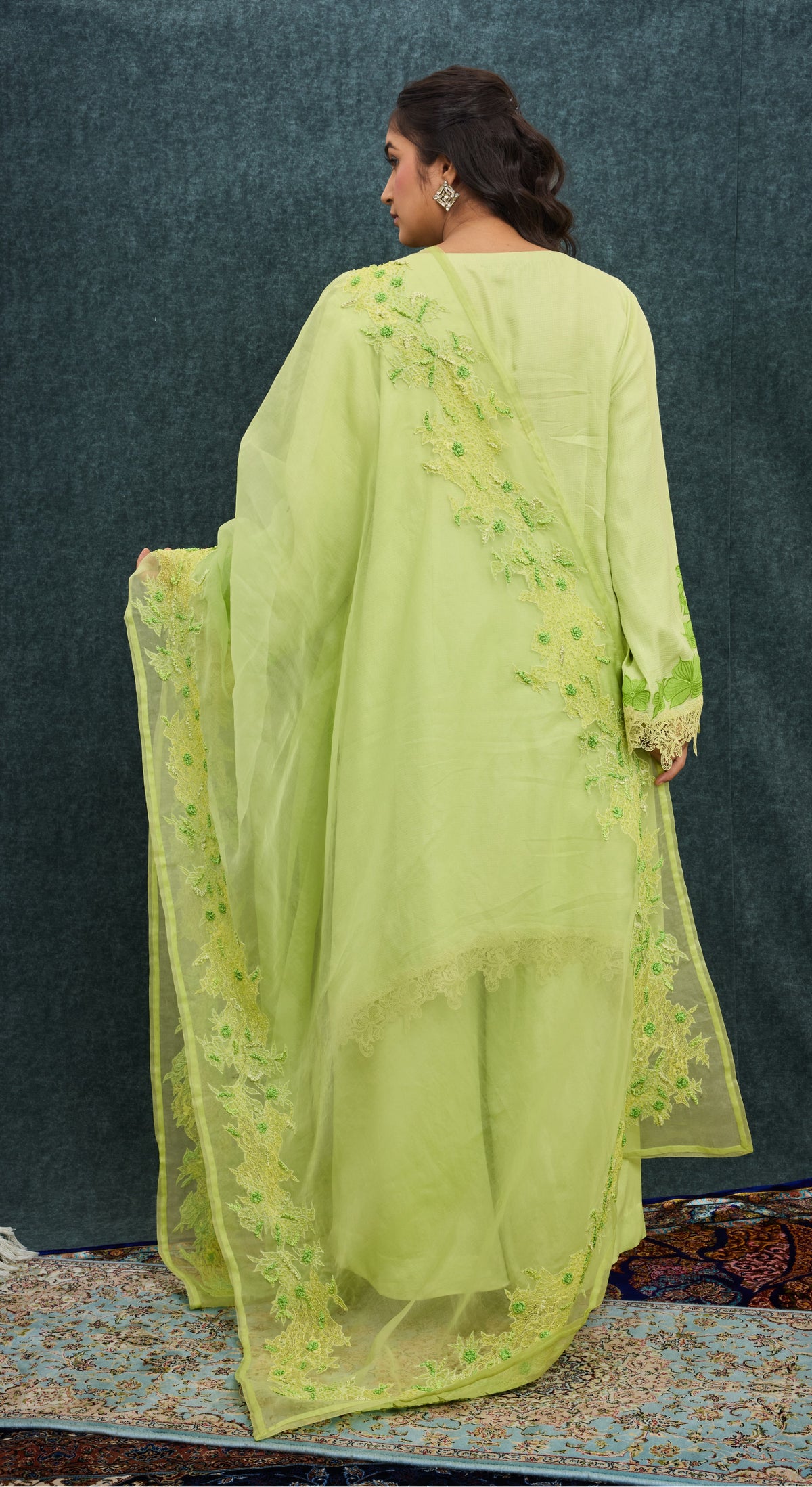 Pistachio Bloom Embroidered Kurta Set