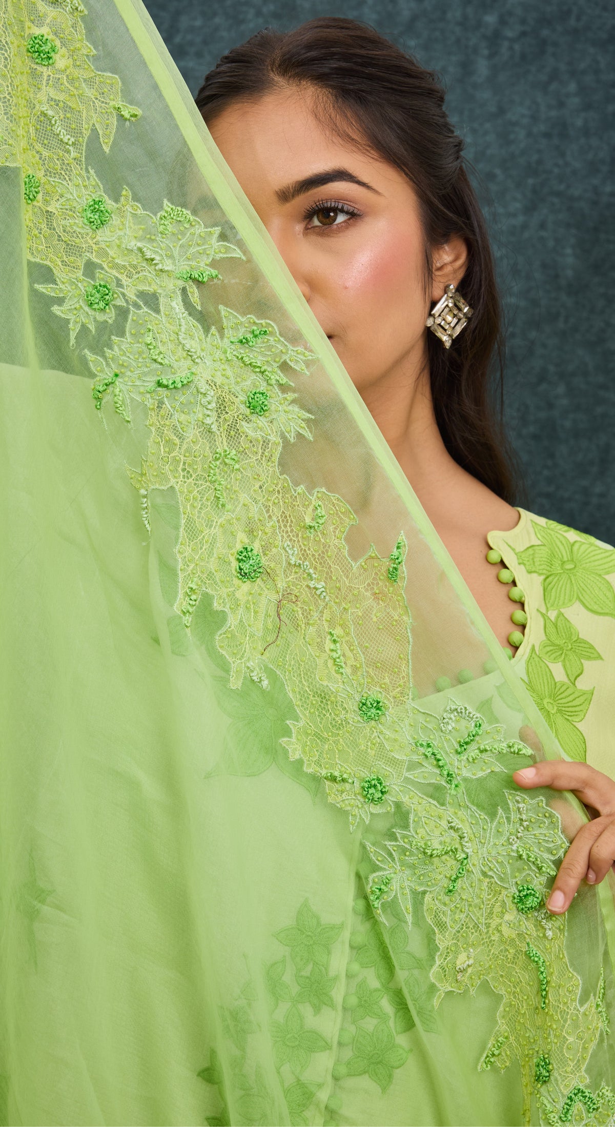 Pistachio Bloom Embroidered Kurta Set