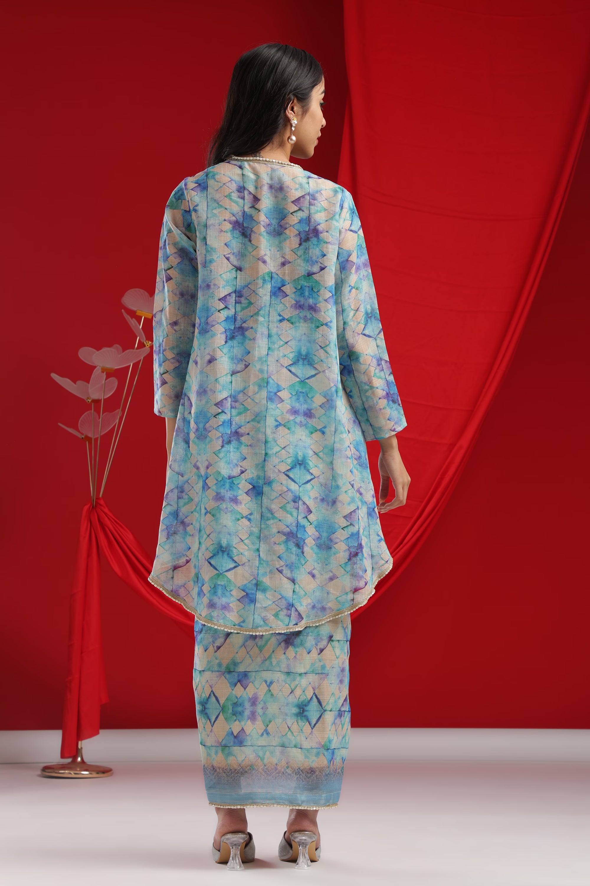 Sheer Blue Three-Piece Drape Skirt