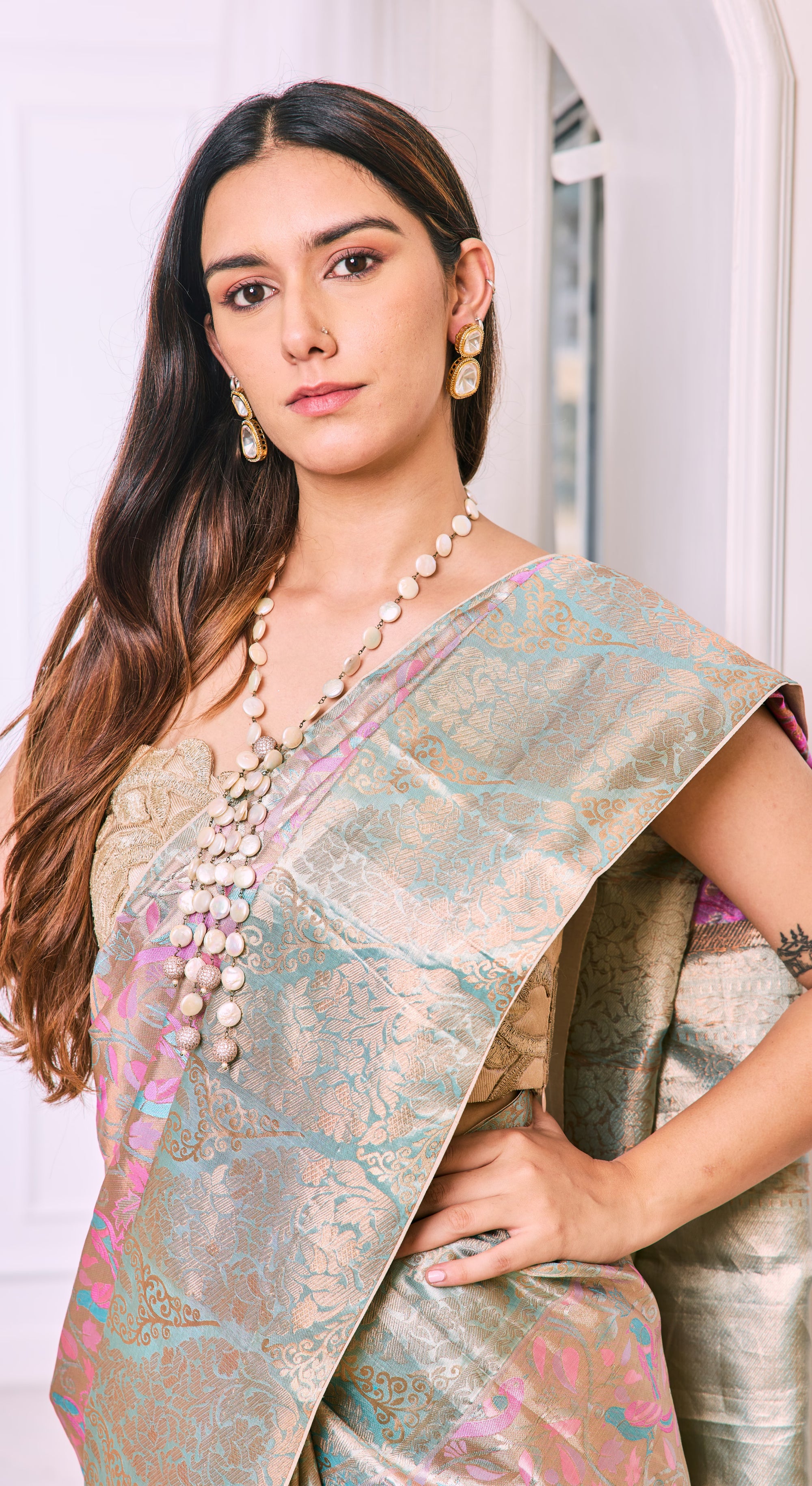 Iridescent Pastel Banarasi Saree
