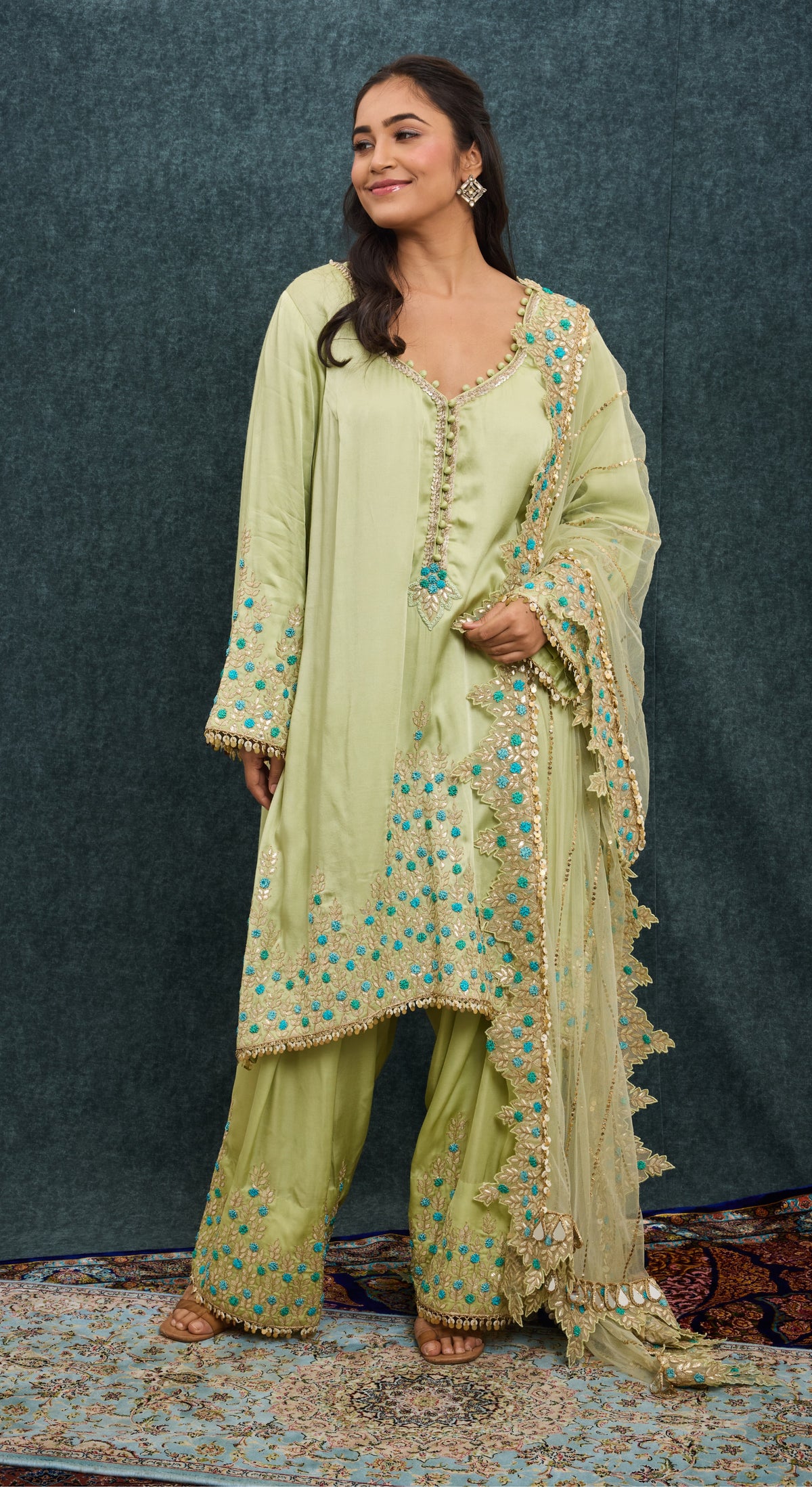 Pistachio Embroidered Kurta Set