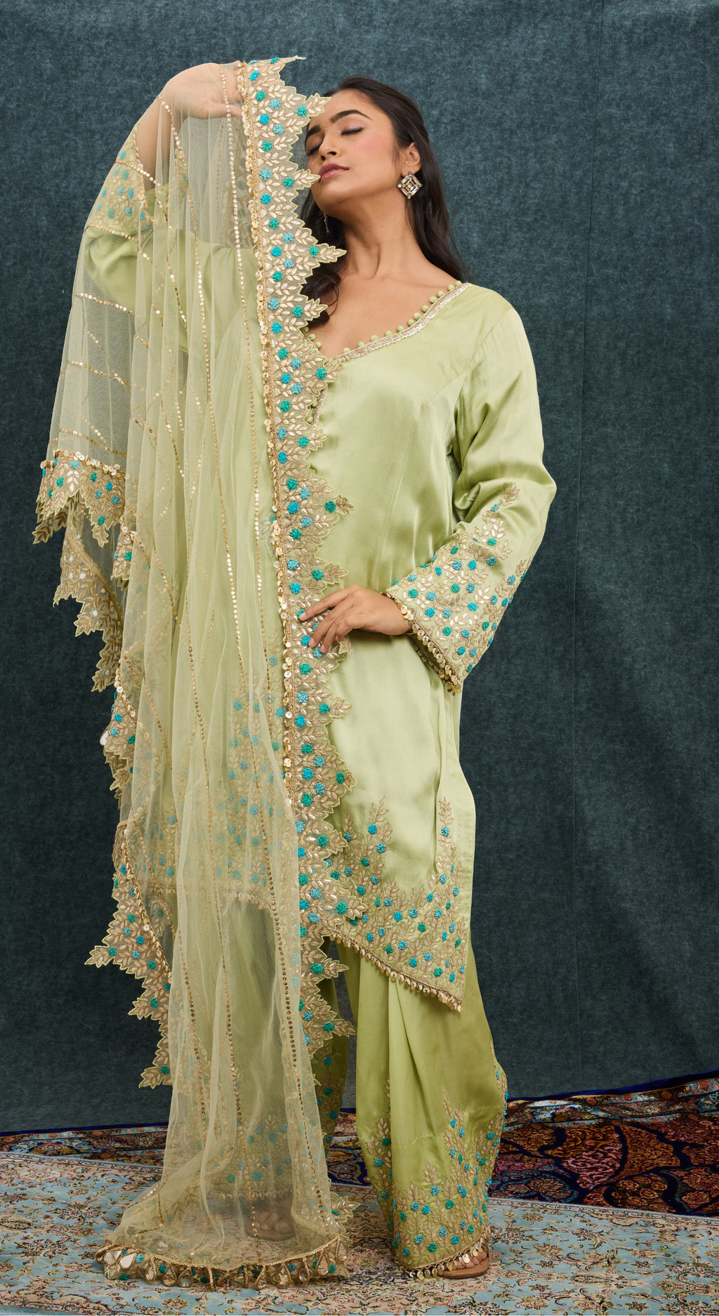 Pistachio Embroidered Kurta Set