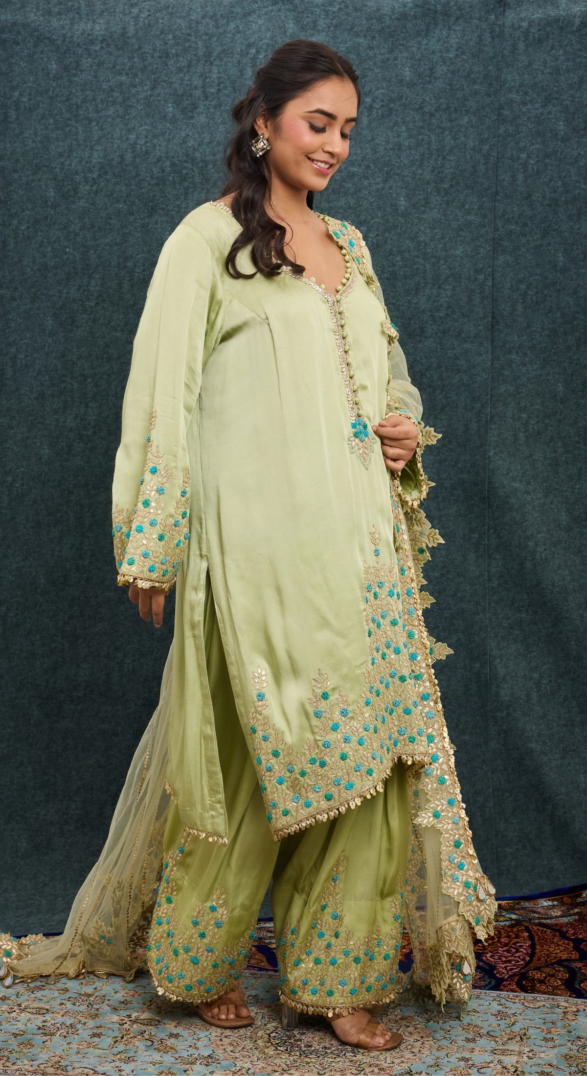 Pistachio Embroidered Kurta Set