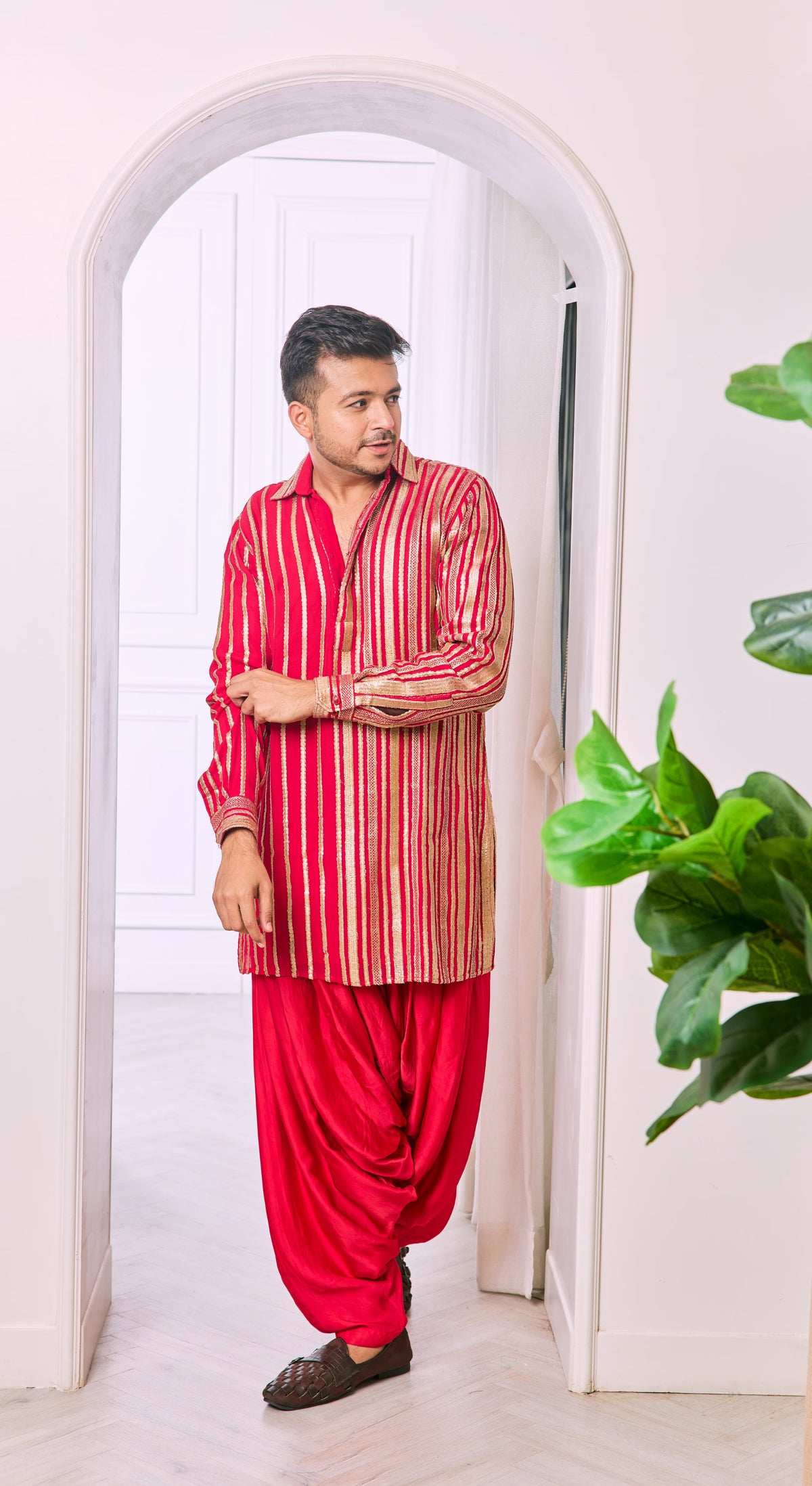 Regal Stripe Dhoti Kurta