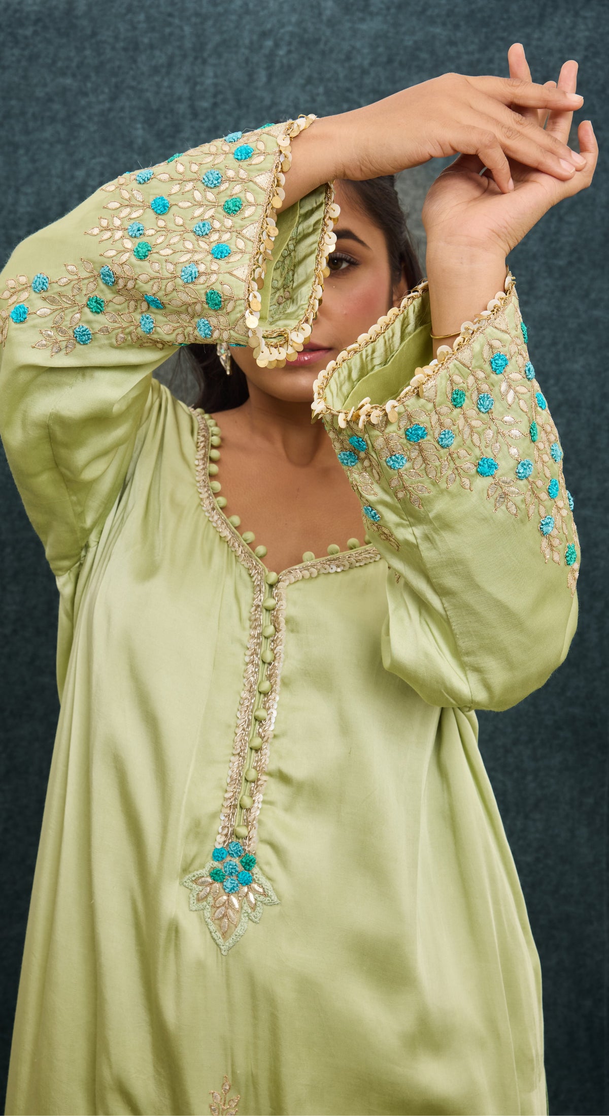 Pistachio Embroidered Kurta Set