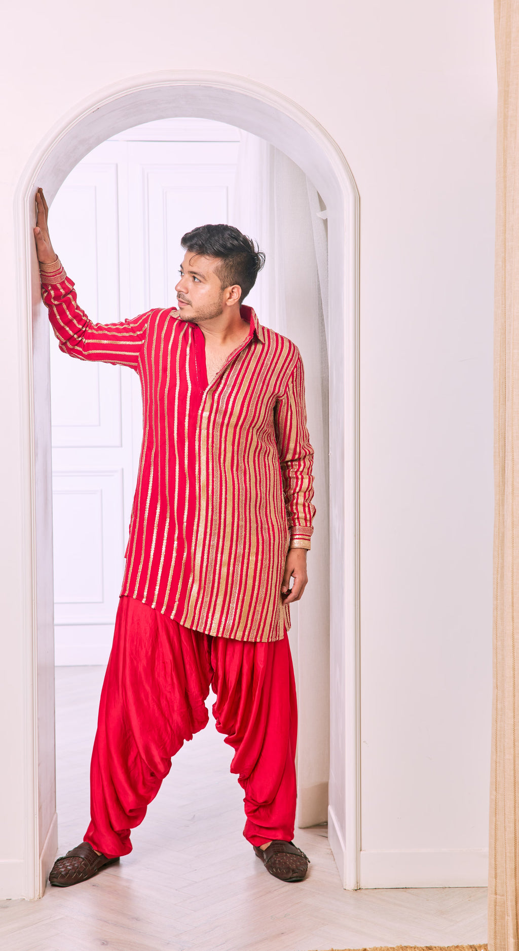 Regal Stripe Dhoti Kurta