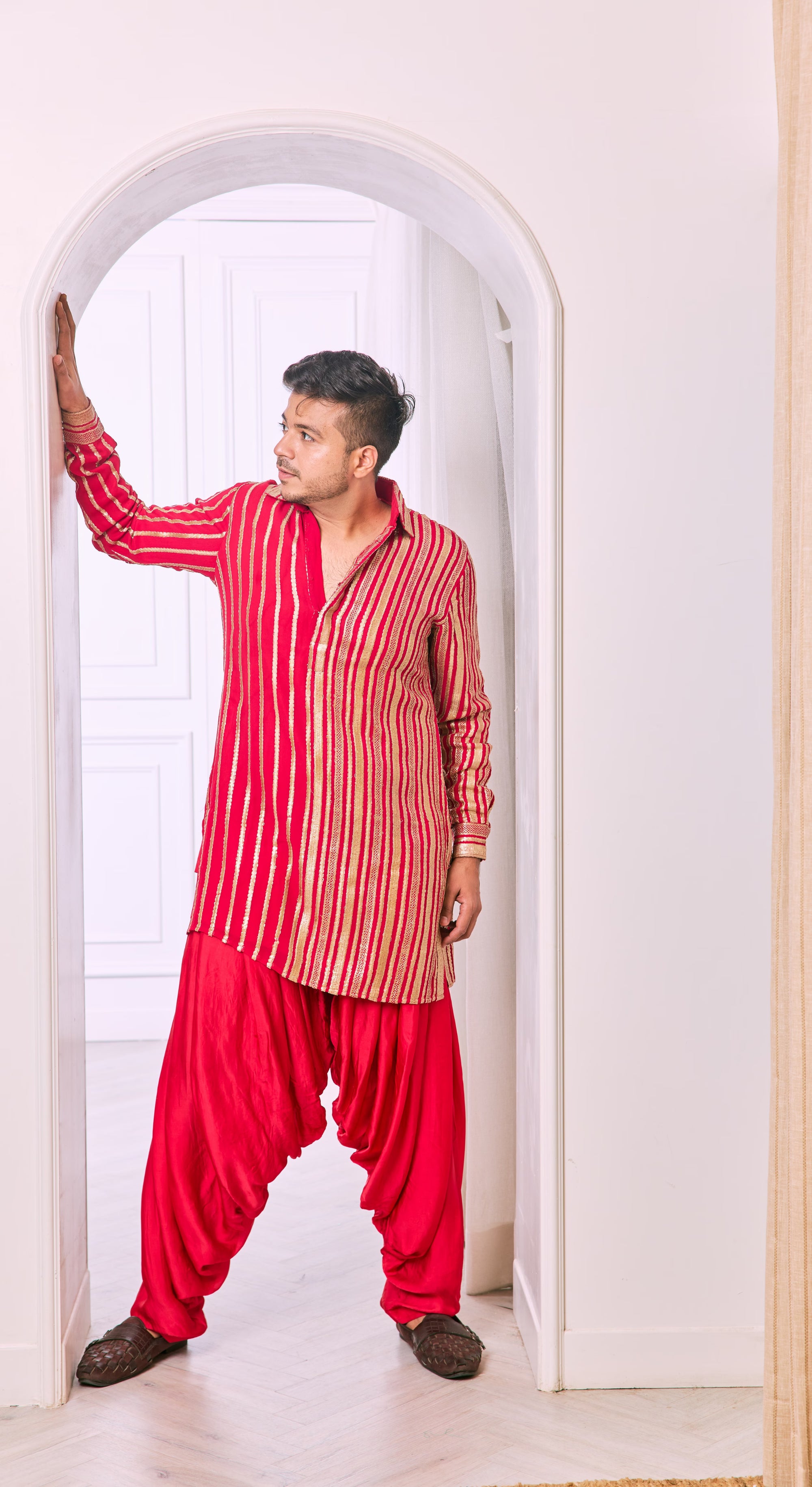 Regal Stripe Dhoti Kurta