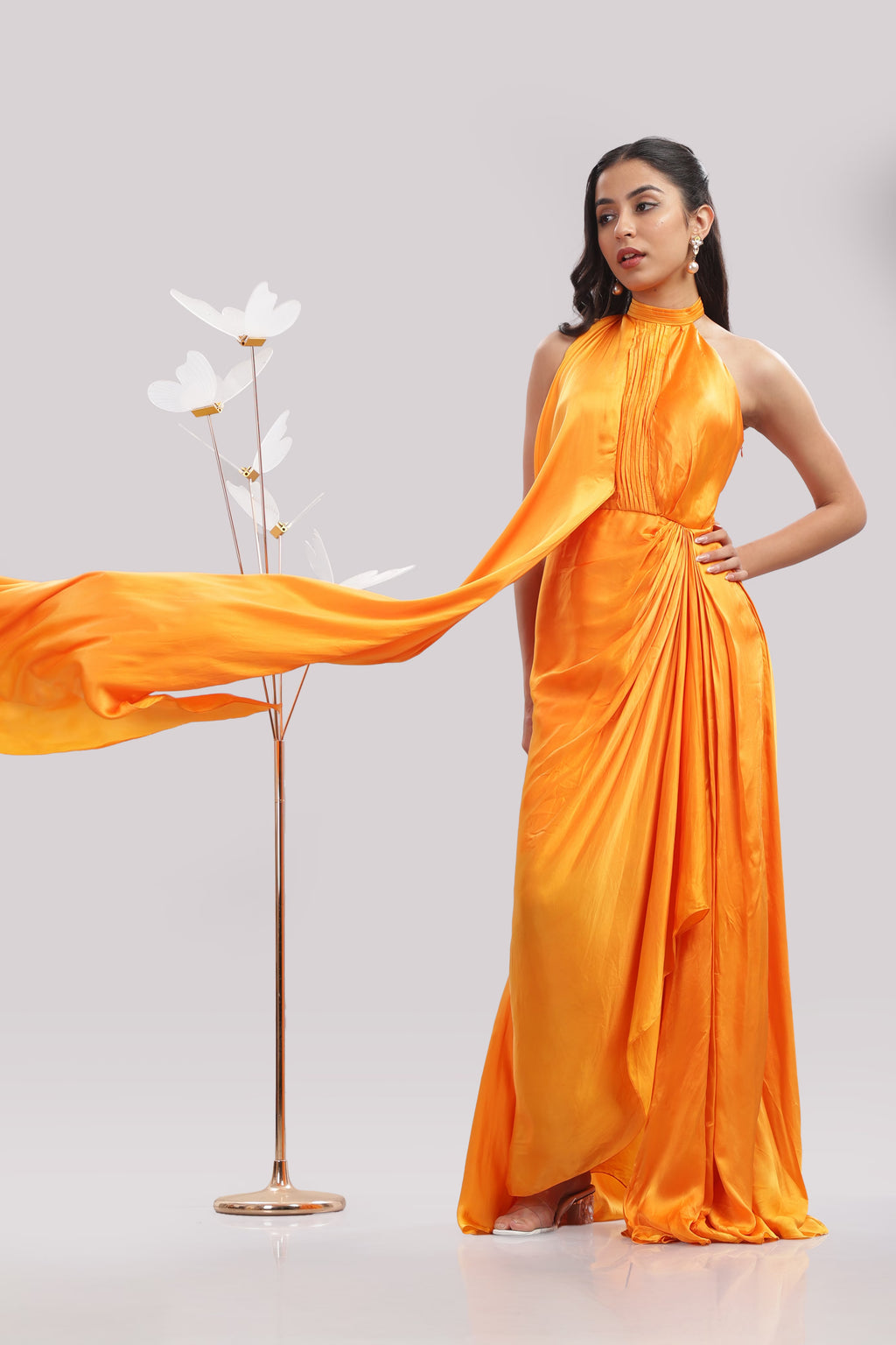 Sunset Radiance Halter Gown