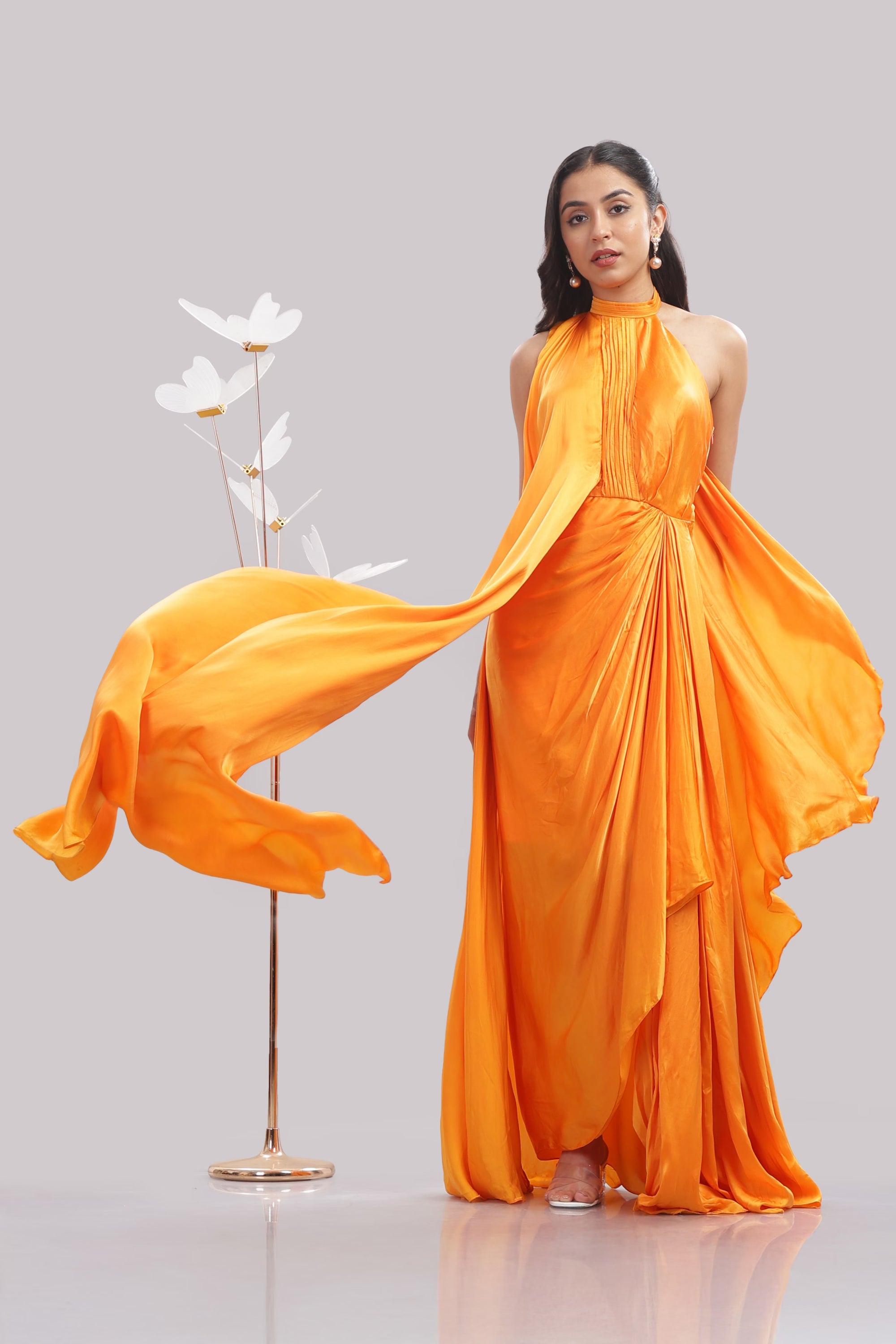 Sunset Radiance Halter Gown