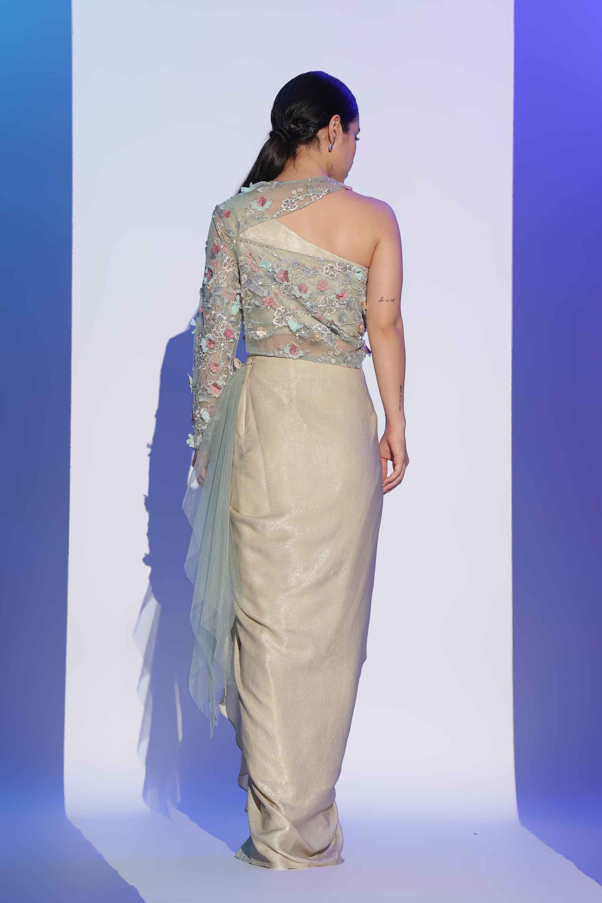 Beige Ethnic Drape Set