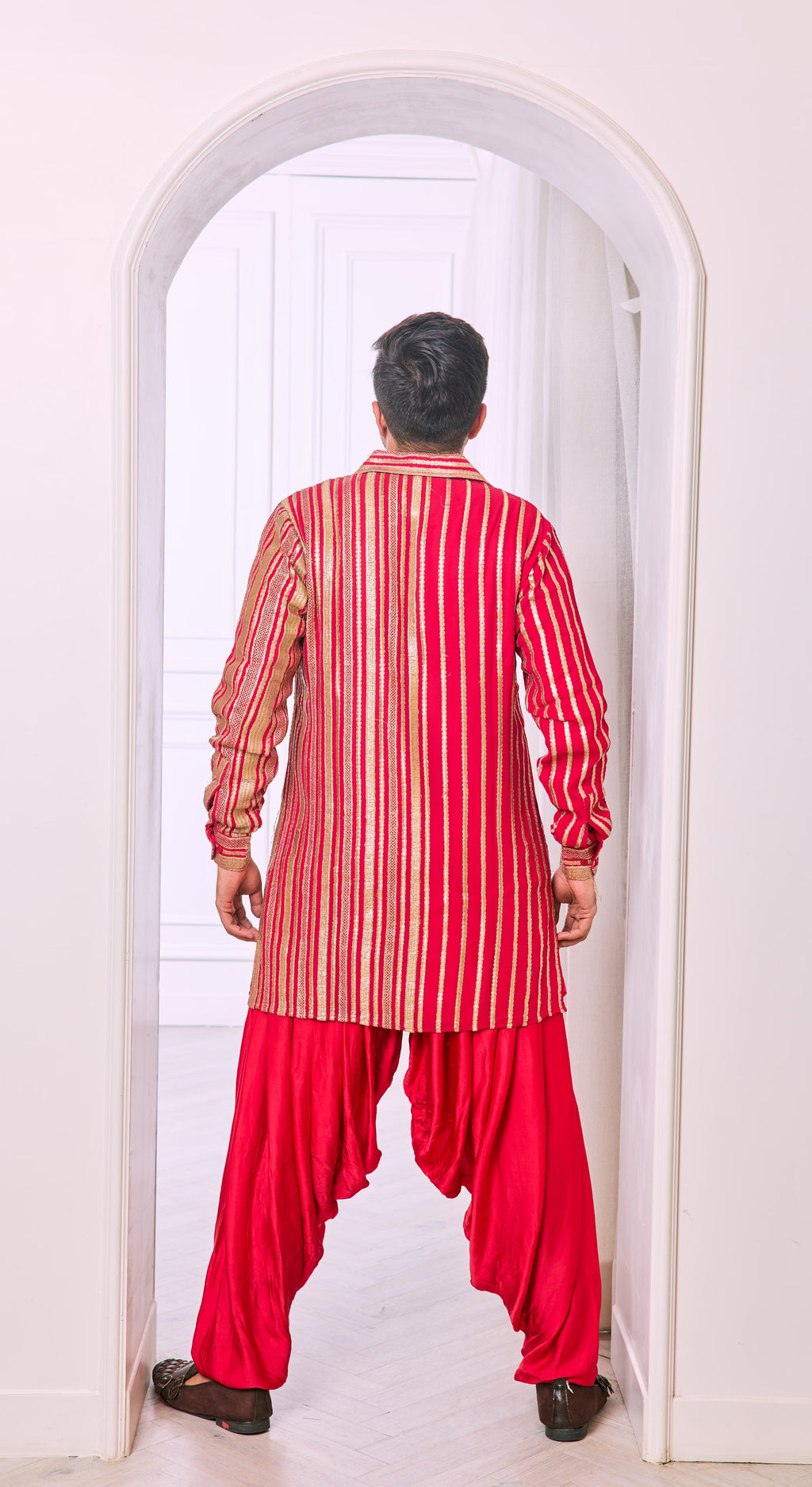 Regal Stripe Dhoti Kurta