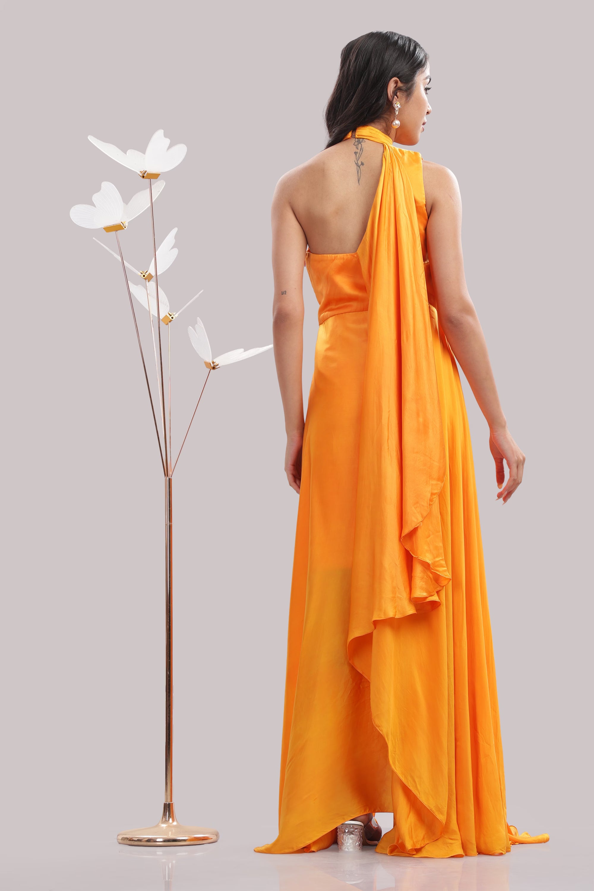 Sunset Radiance Halter Gown