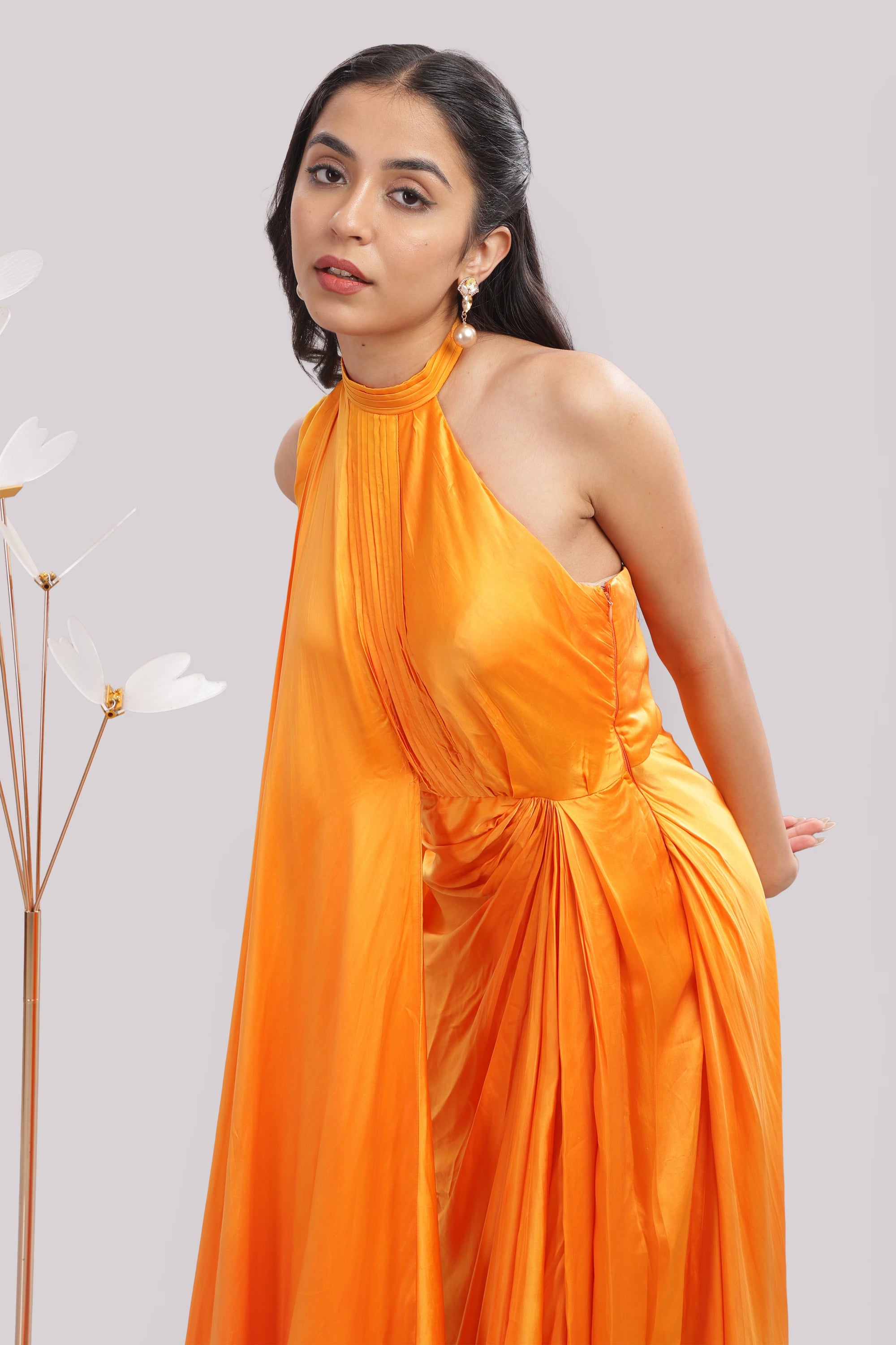 Sunset Radiance Halter Gown