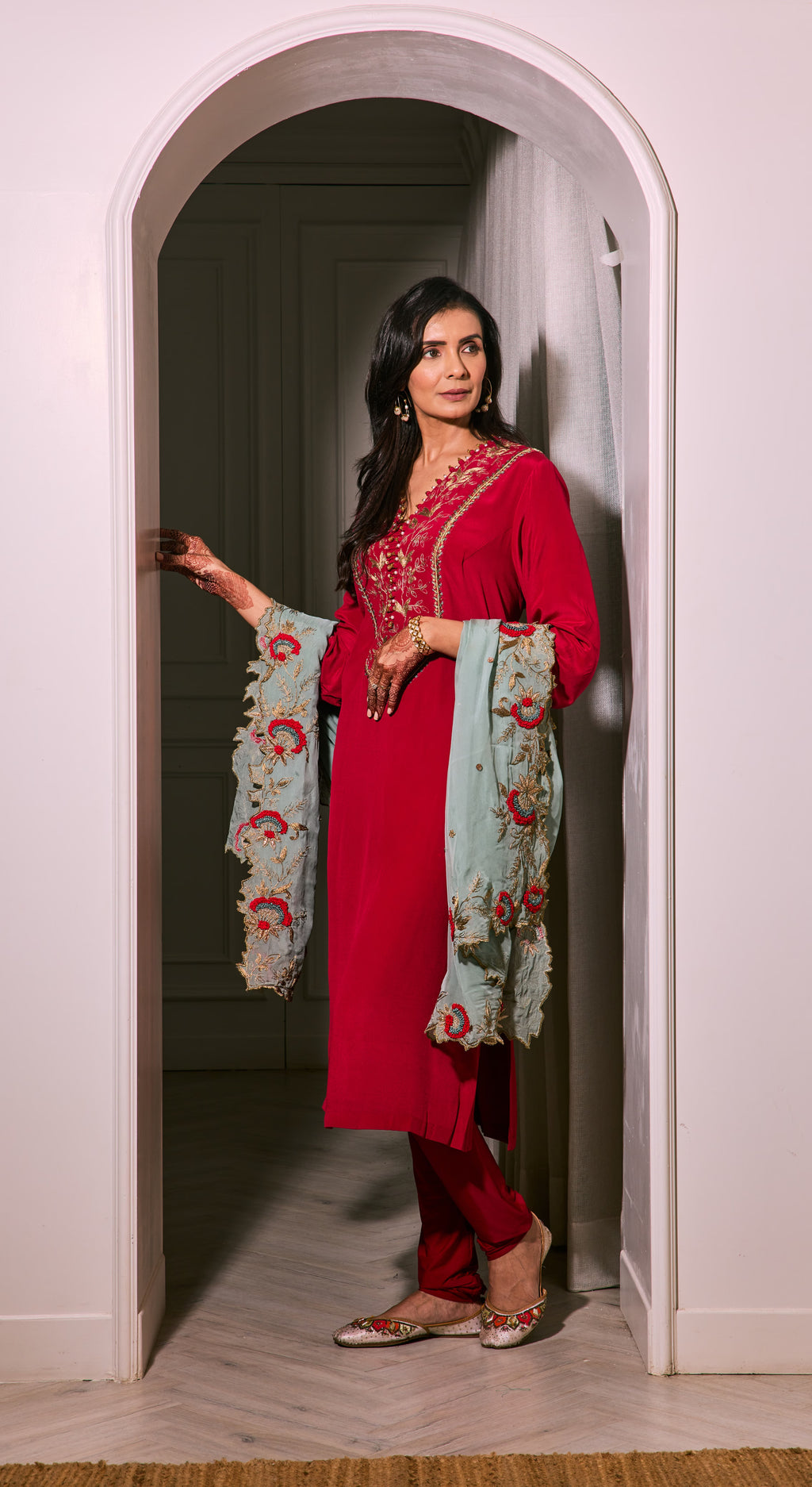 Crimson Zari Kurta Set