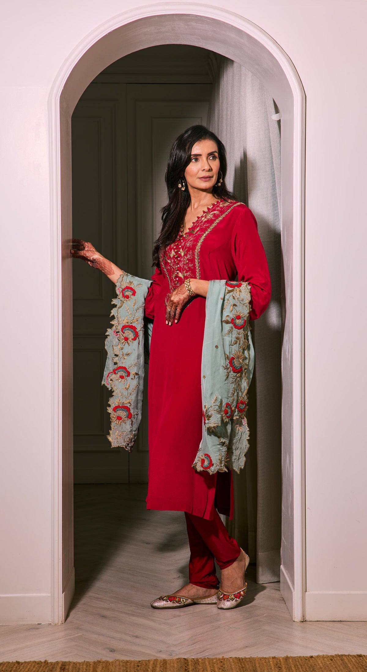 Crimson Zari Kurta Set