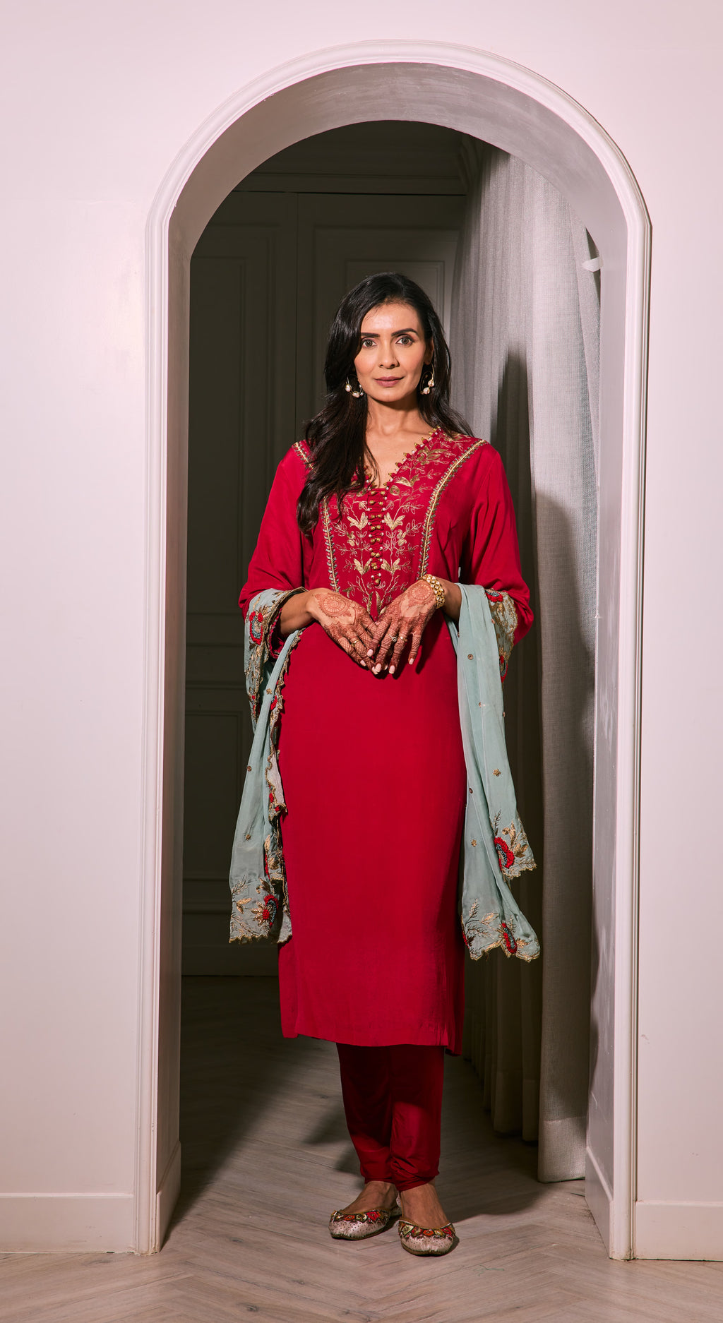 Crimson Zari Kurta Set