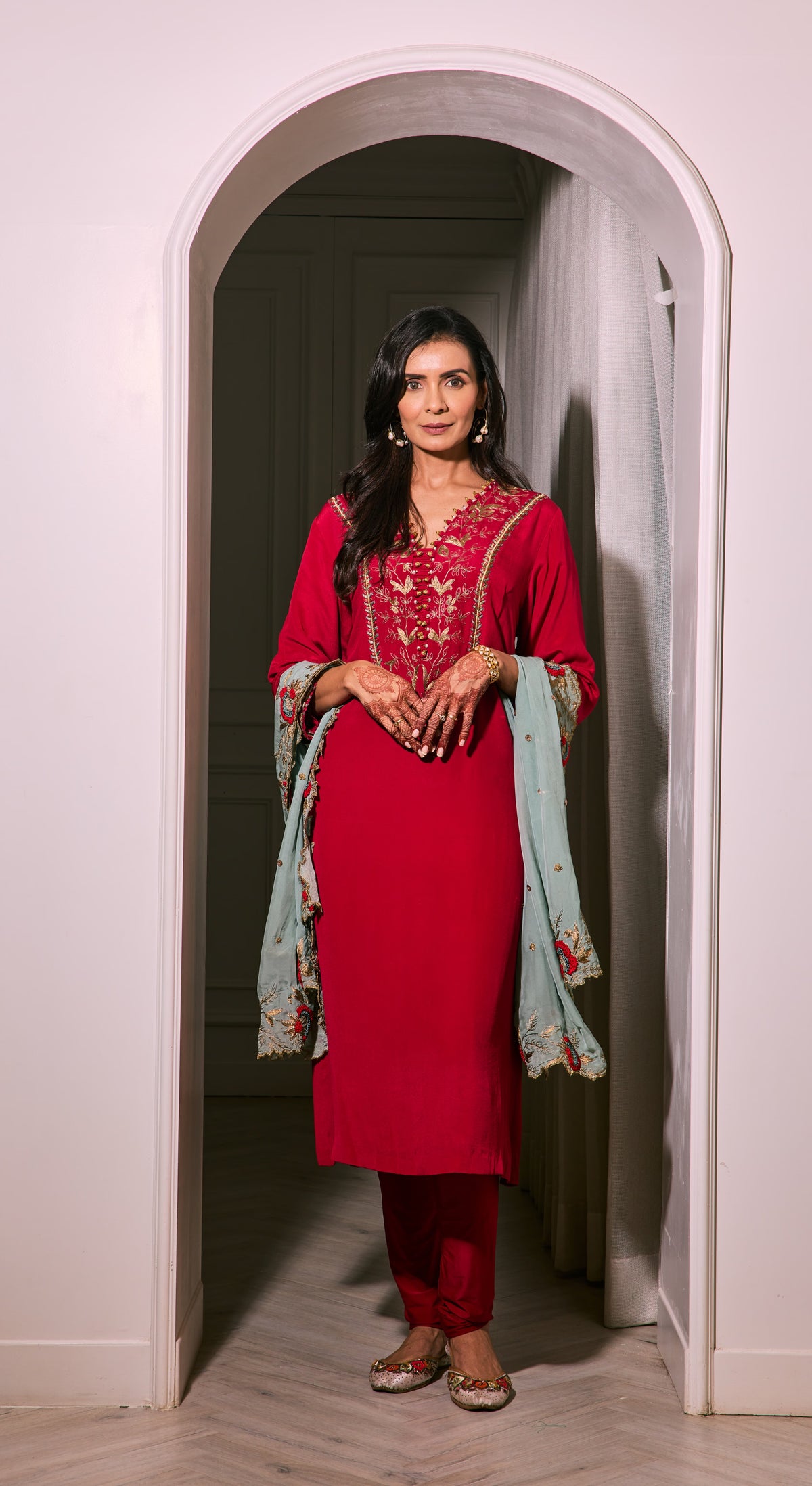 Crimson Zari Kurta Set