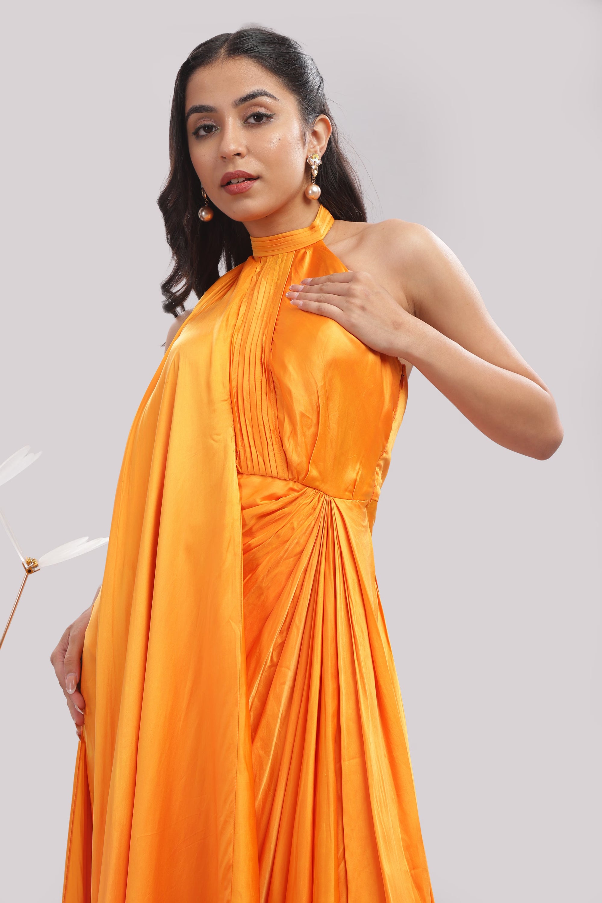 Sunset Radiance Halter Gown