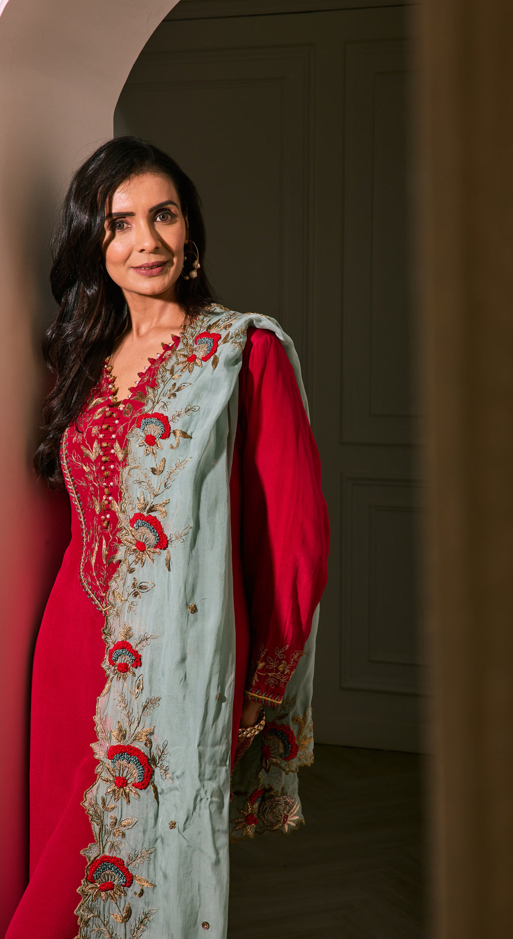 Crimson Zari Kurta Set