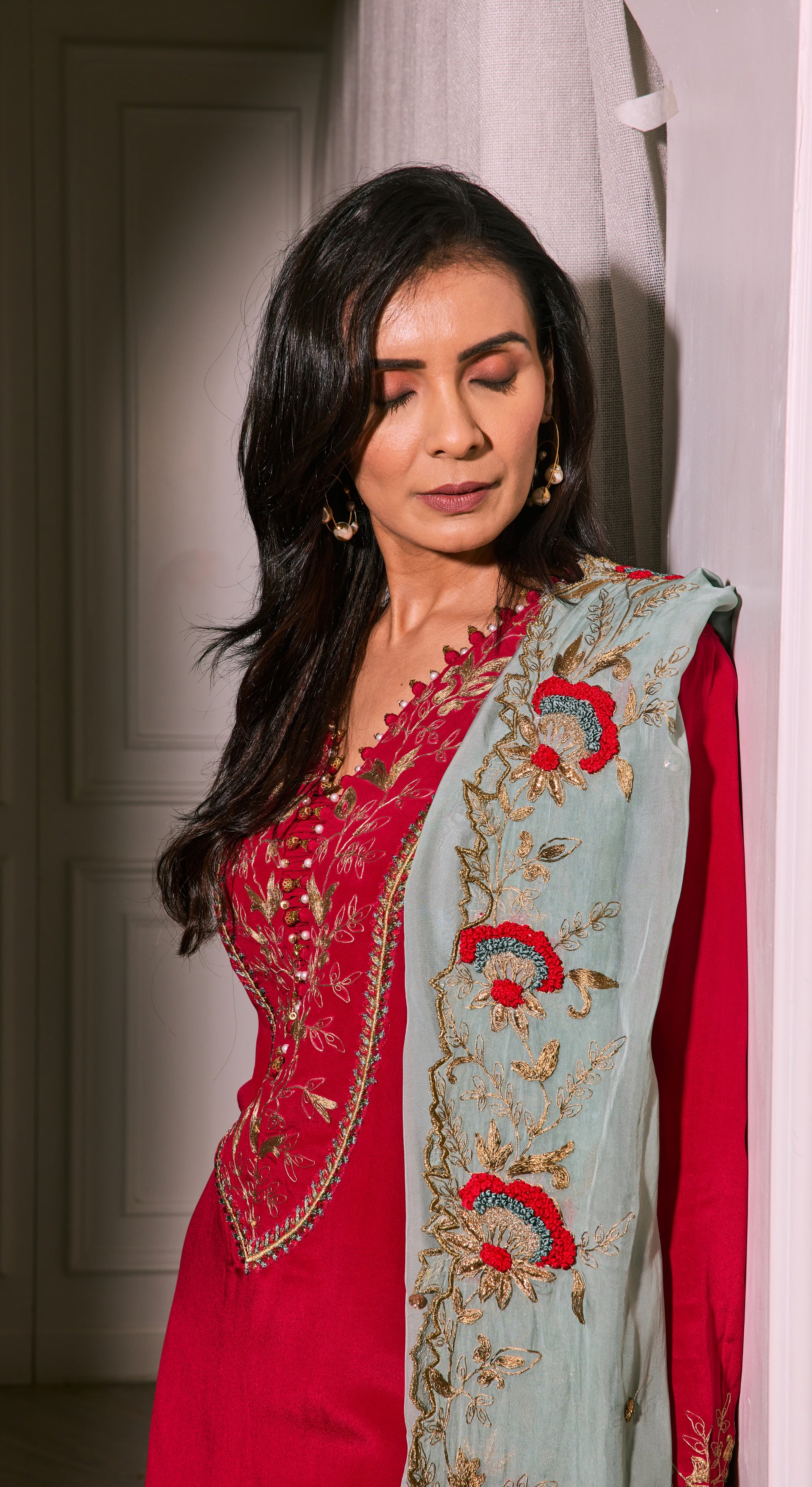 Crimson Zari Kurta Set