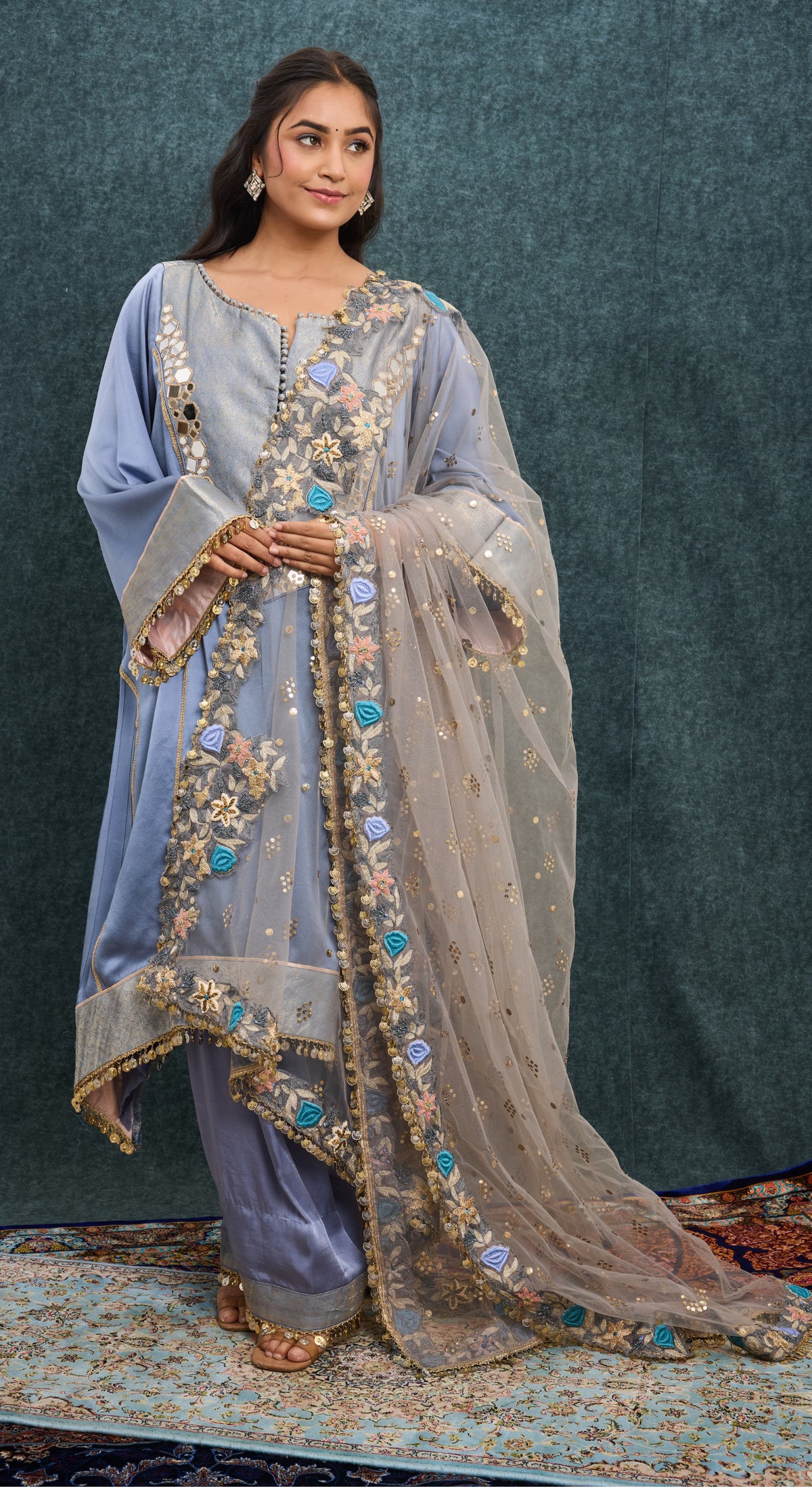 Azure Heirloom Mirror Kurta Set