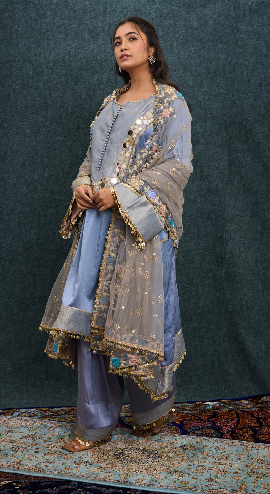 Azure Heirloom Mirror Kurta Set
