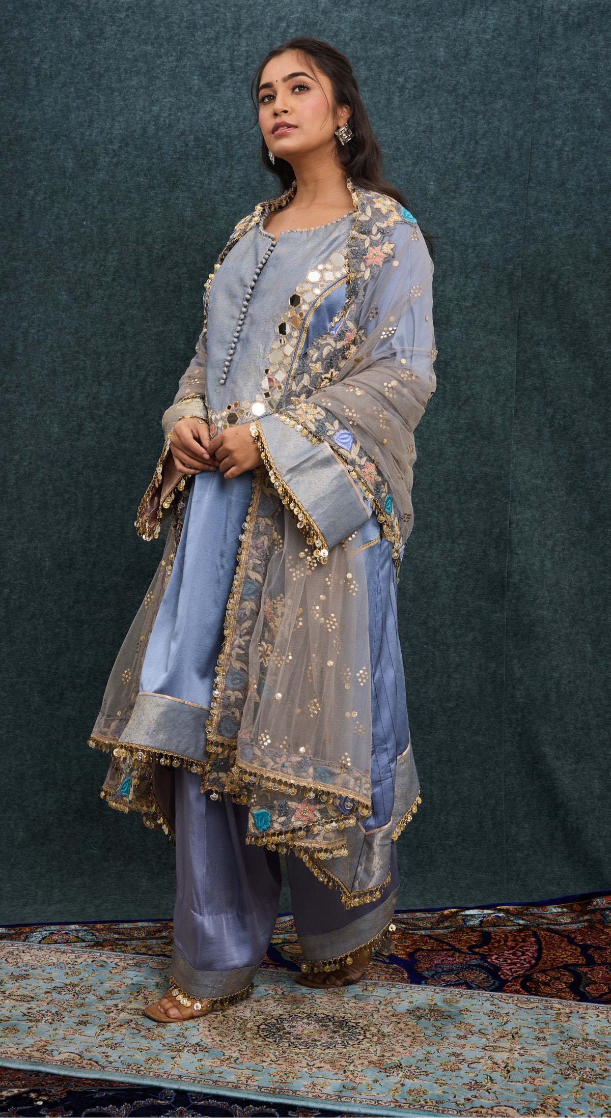 Azure Heirloom Mirror Kurta Set