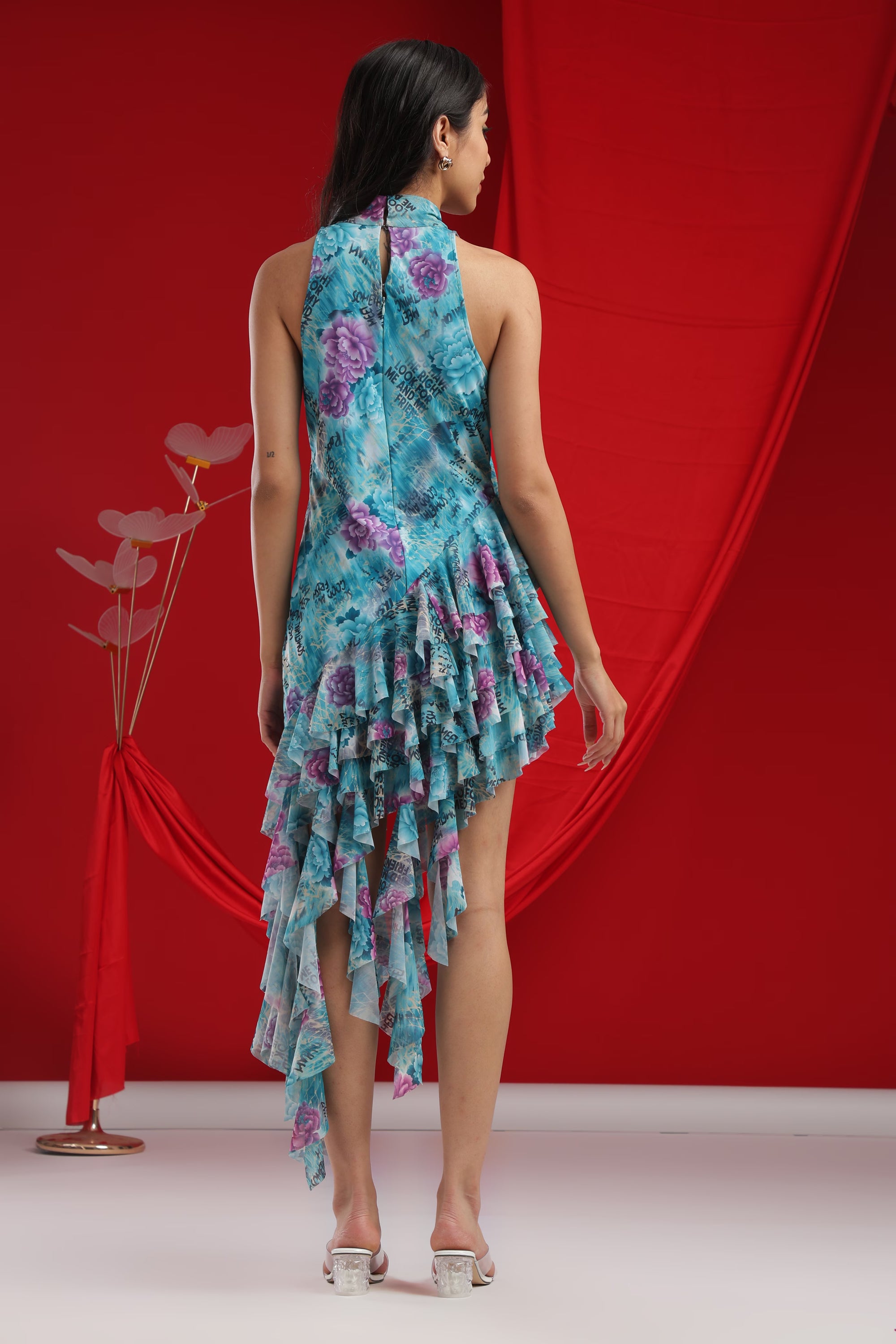 Turquoise Flow Tiered Halter Dress