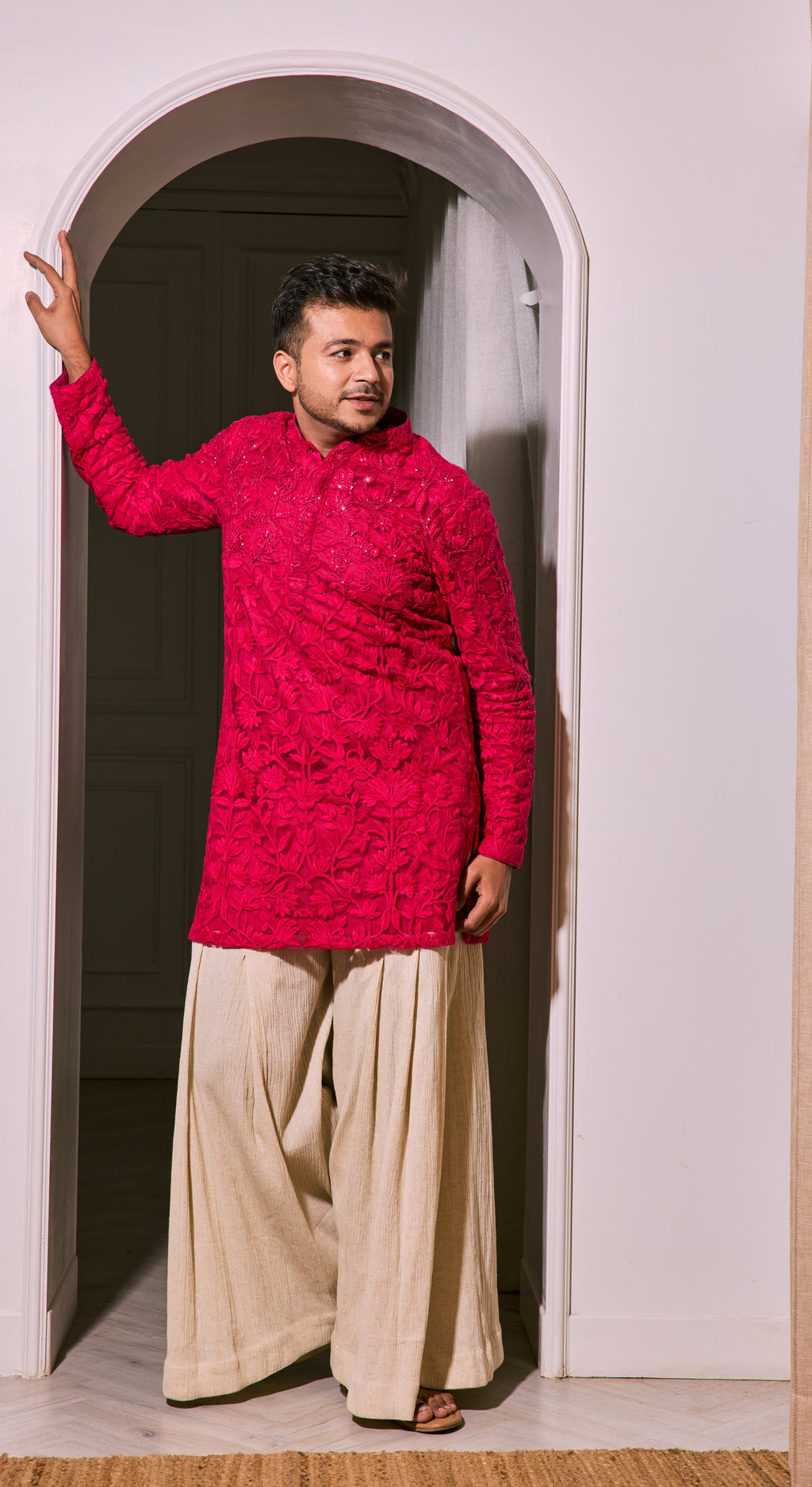 Fresh Pink Floral Kurta Set