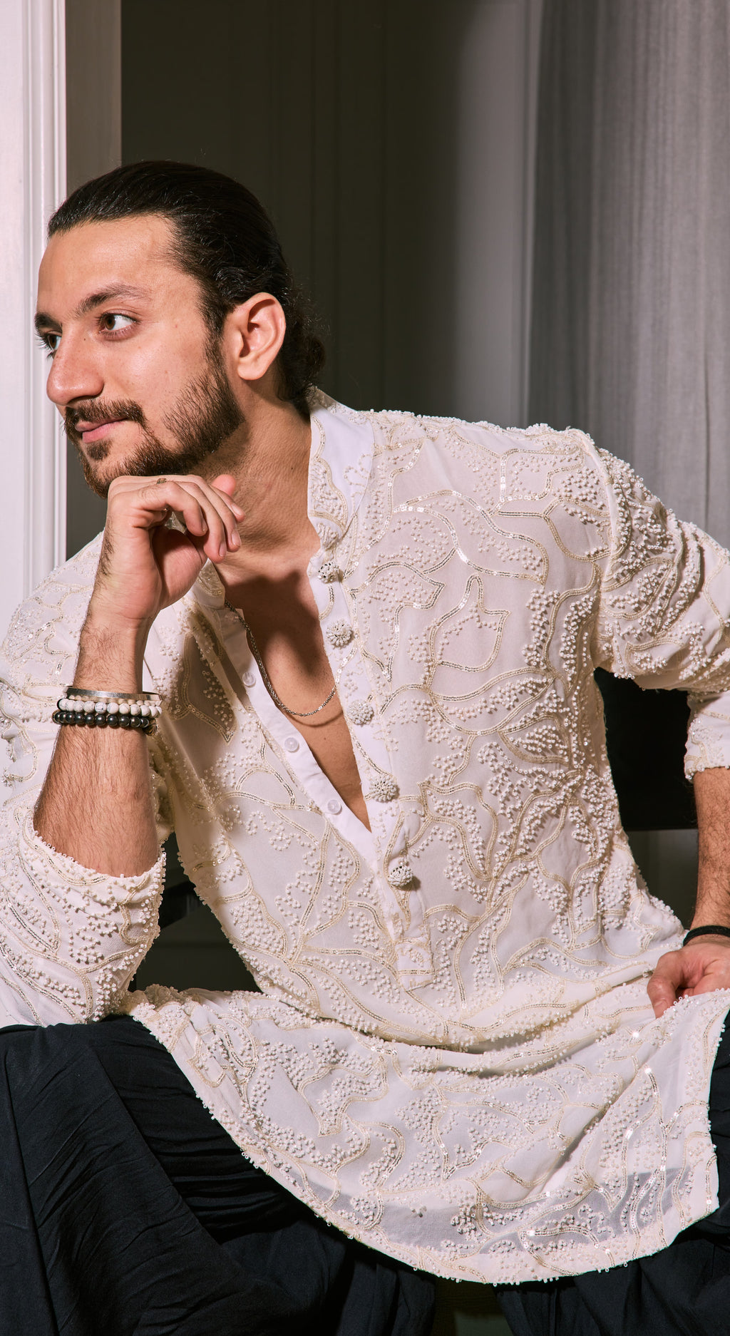 Ivory Embellished Kurta Set