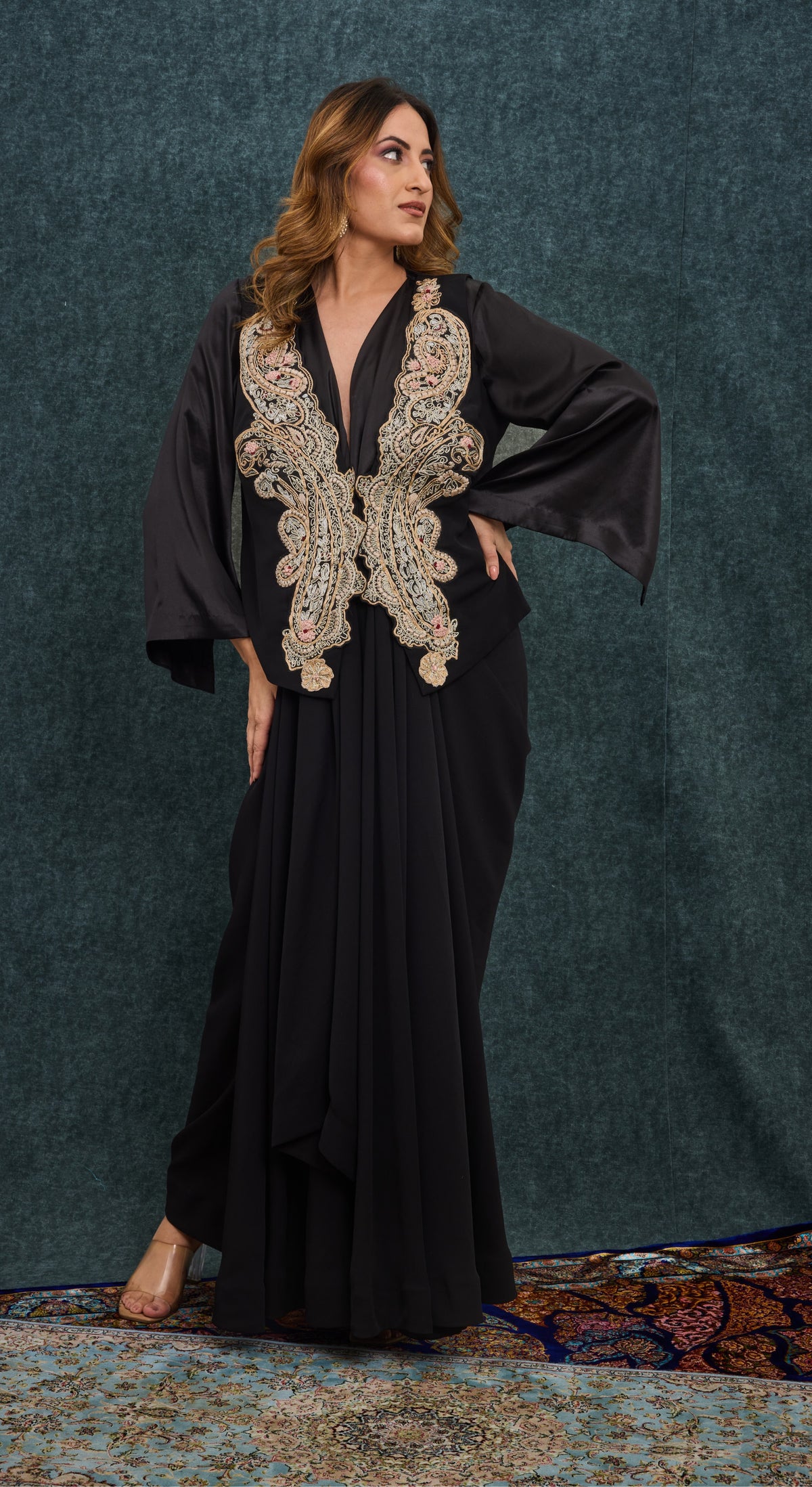 Noir Paisley Embroidered Co-ord Set