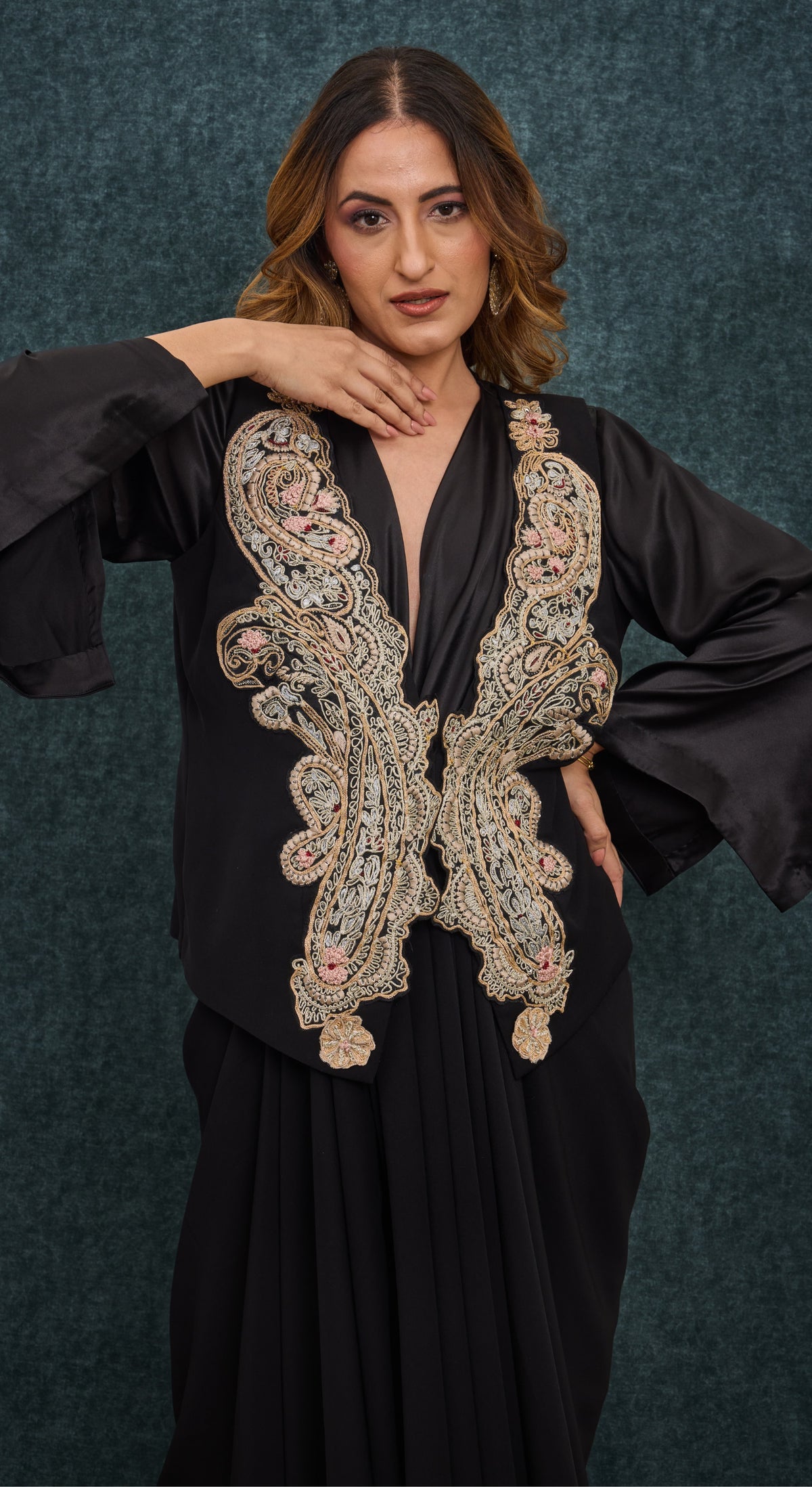 Noir Paisley Embroidered Co-ord Set