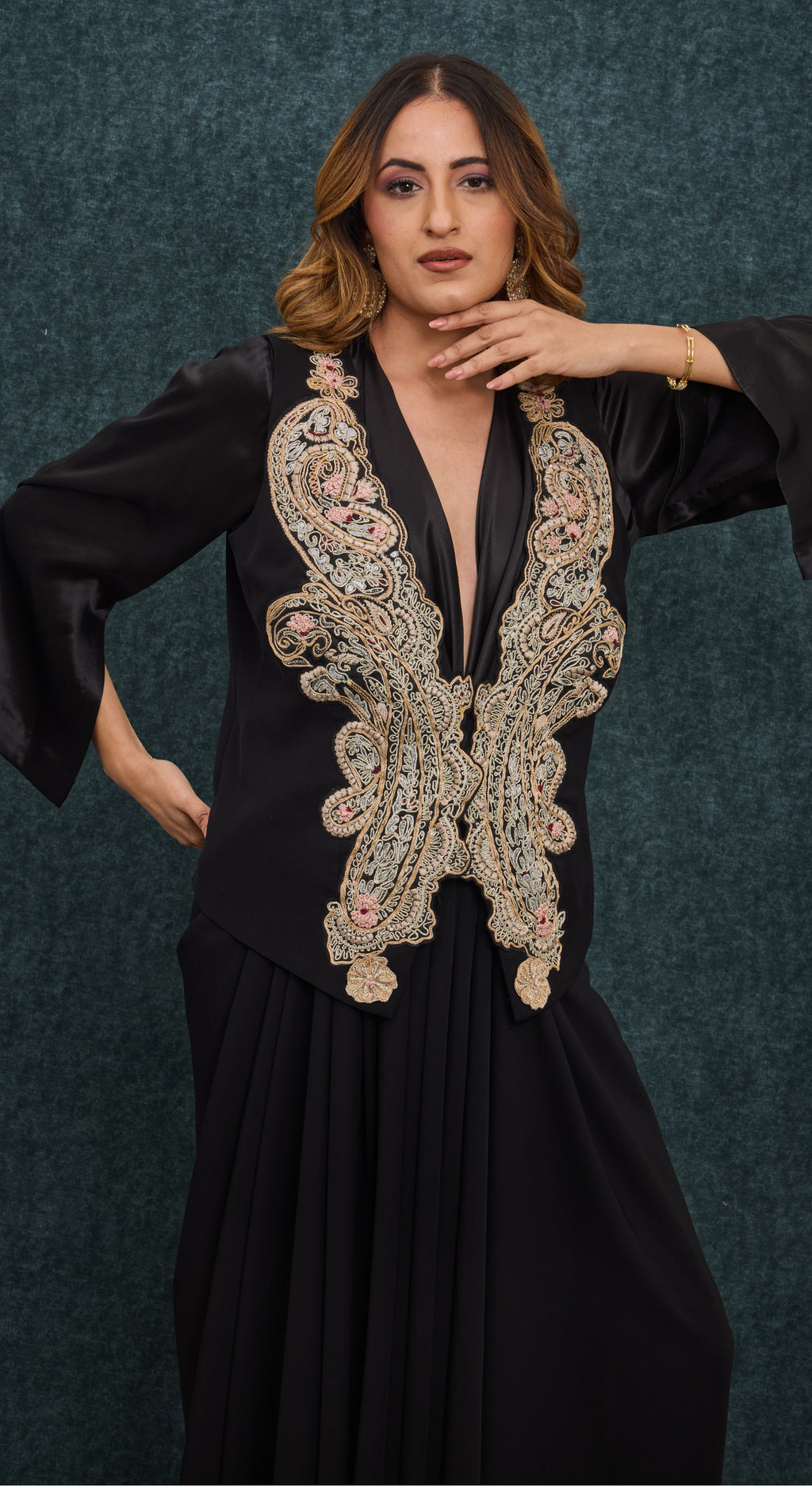 Noir Paisley Embroidered Co-ord Set