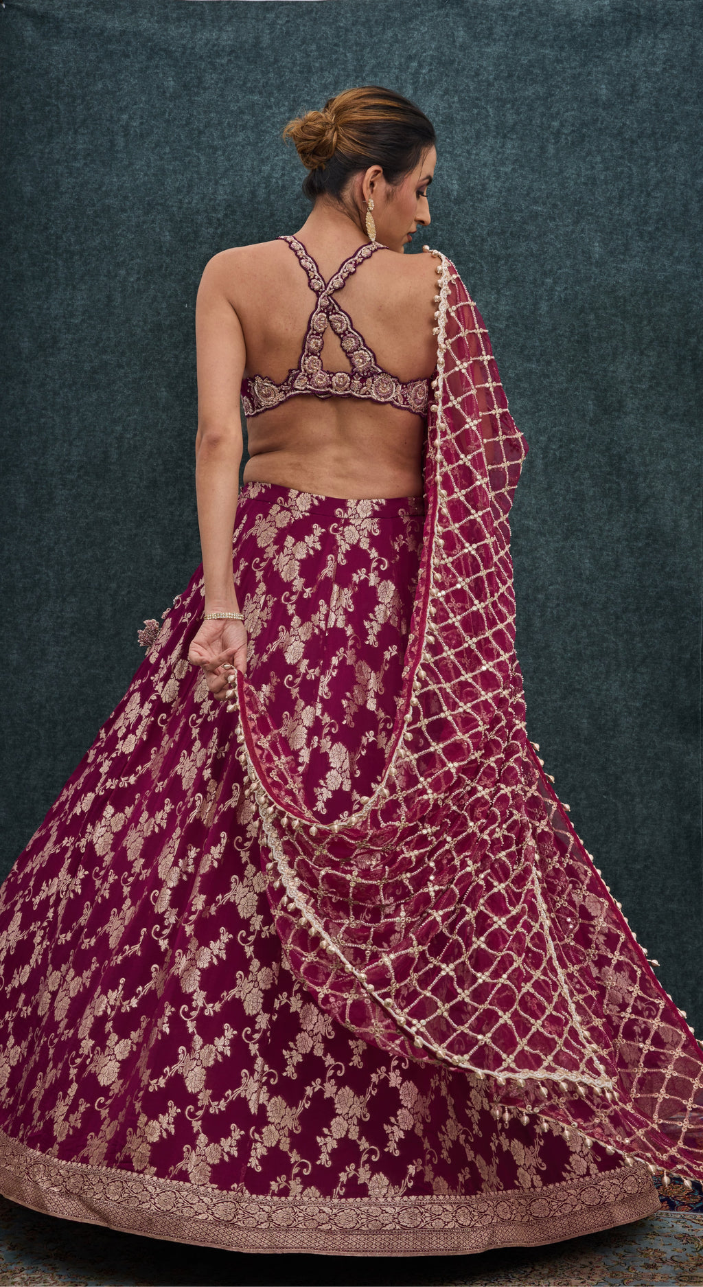 Ruby Heirloom Brocade Lehenga Set