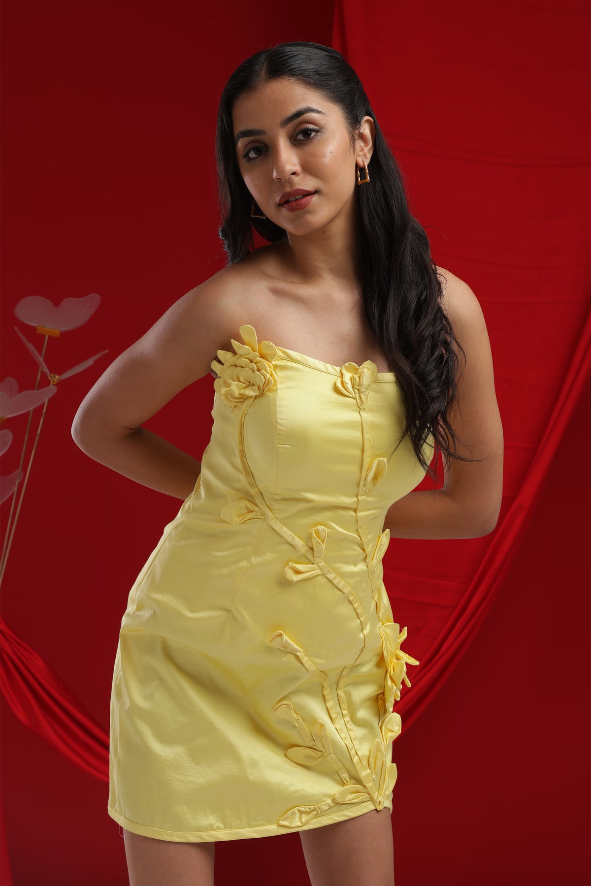 Yellow Petal Kiss Mini Dress