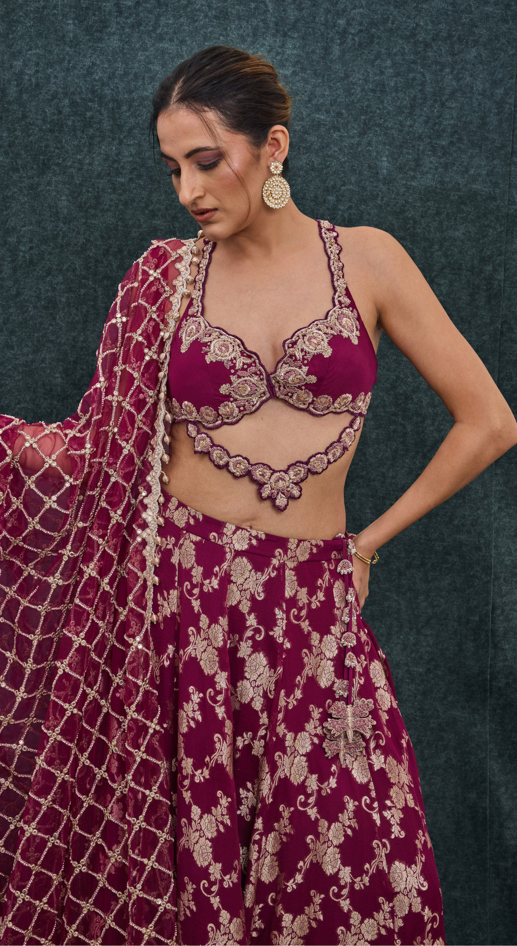 Ruby Heirloom Brocade Lehenga Set