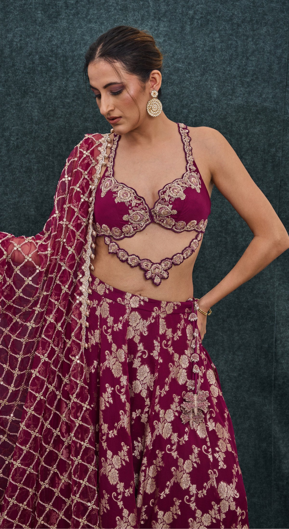 Ruby Heirloom Brocade Lehenga Set