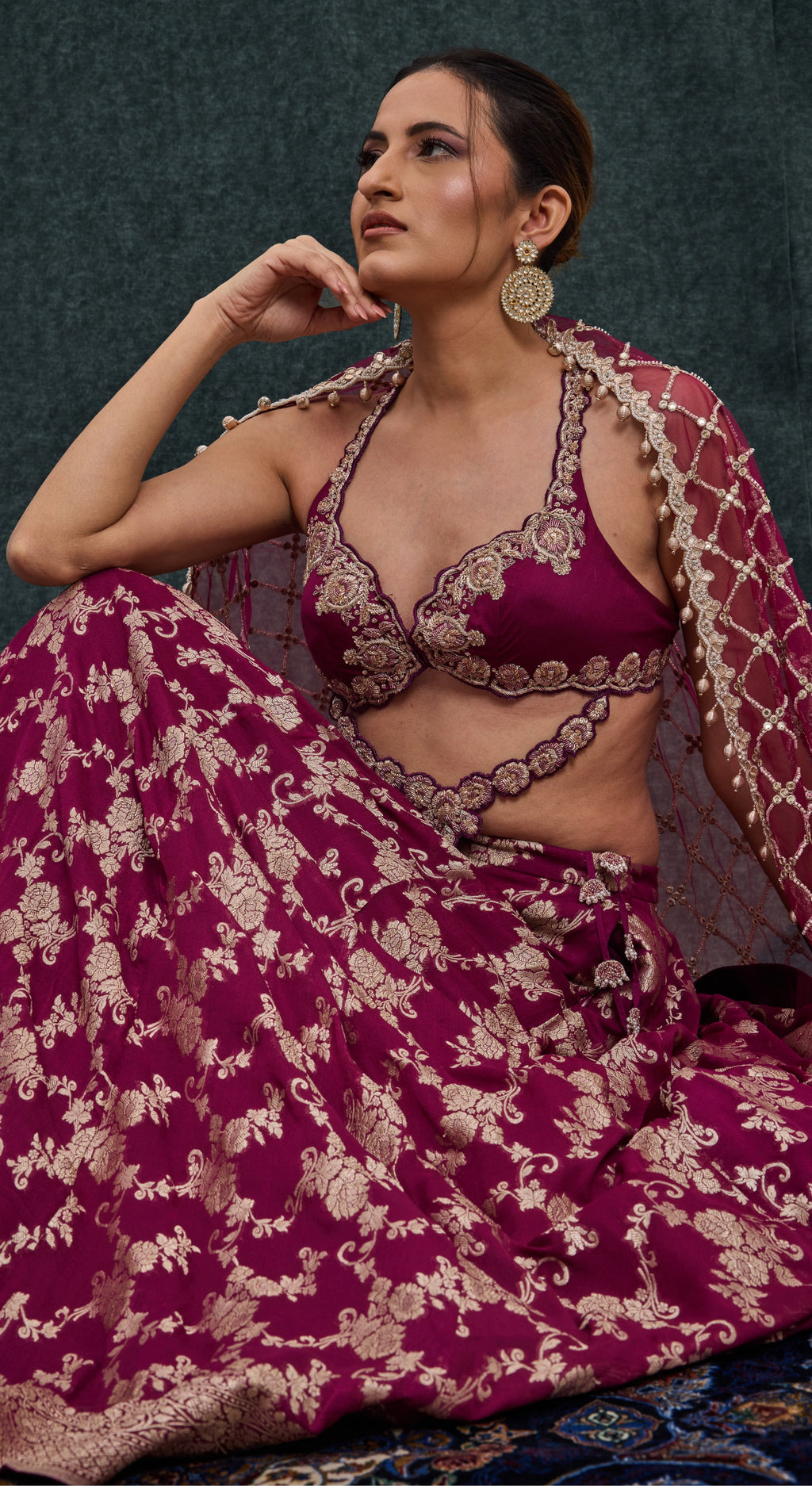 Ruby Heirloom Brocade Lehenga Set