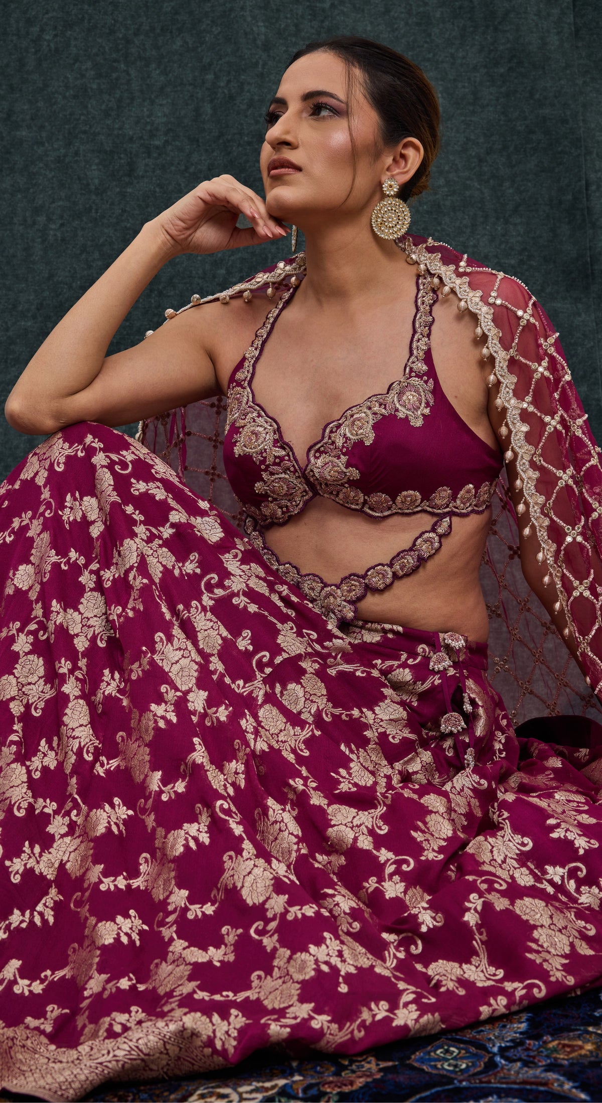 Ruby Heirloom Brocade Lehenga Set