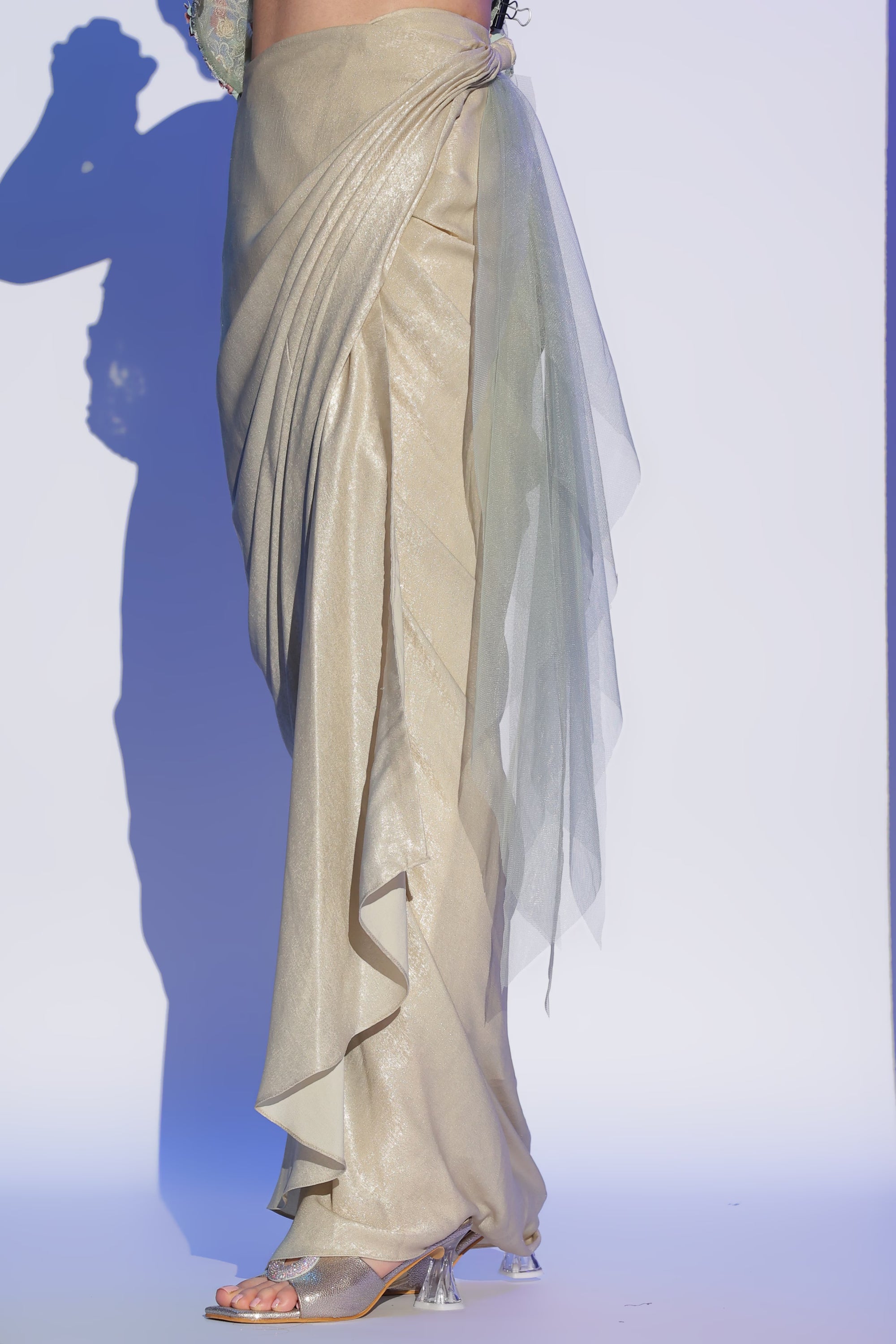 Beige Ethnic Drape Set