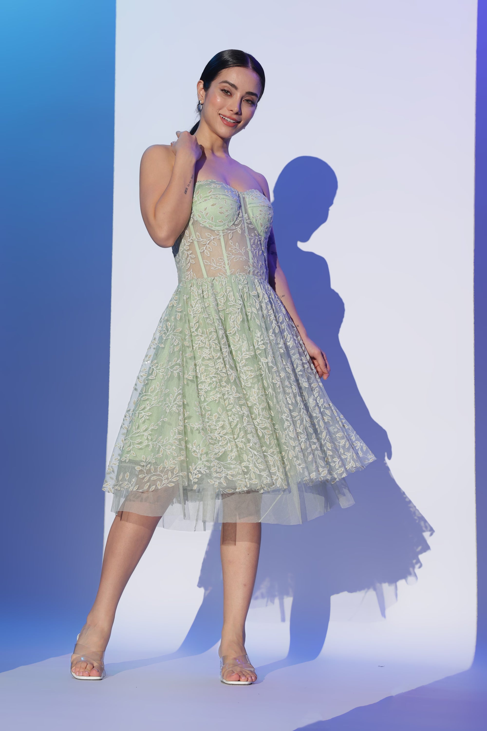 Mint Green Sheer Corset Dress