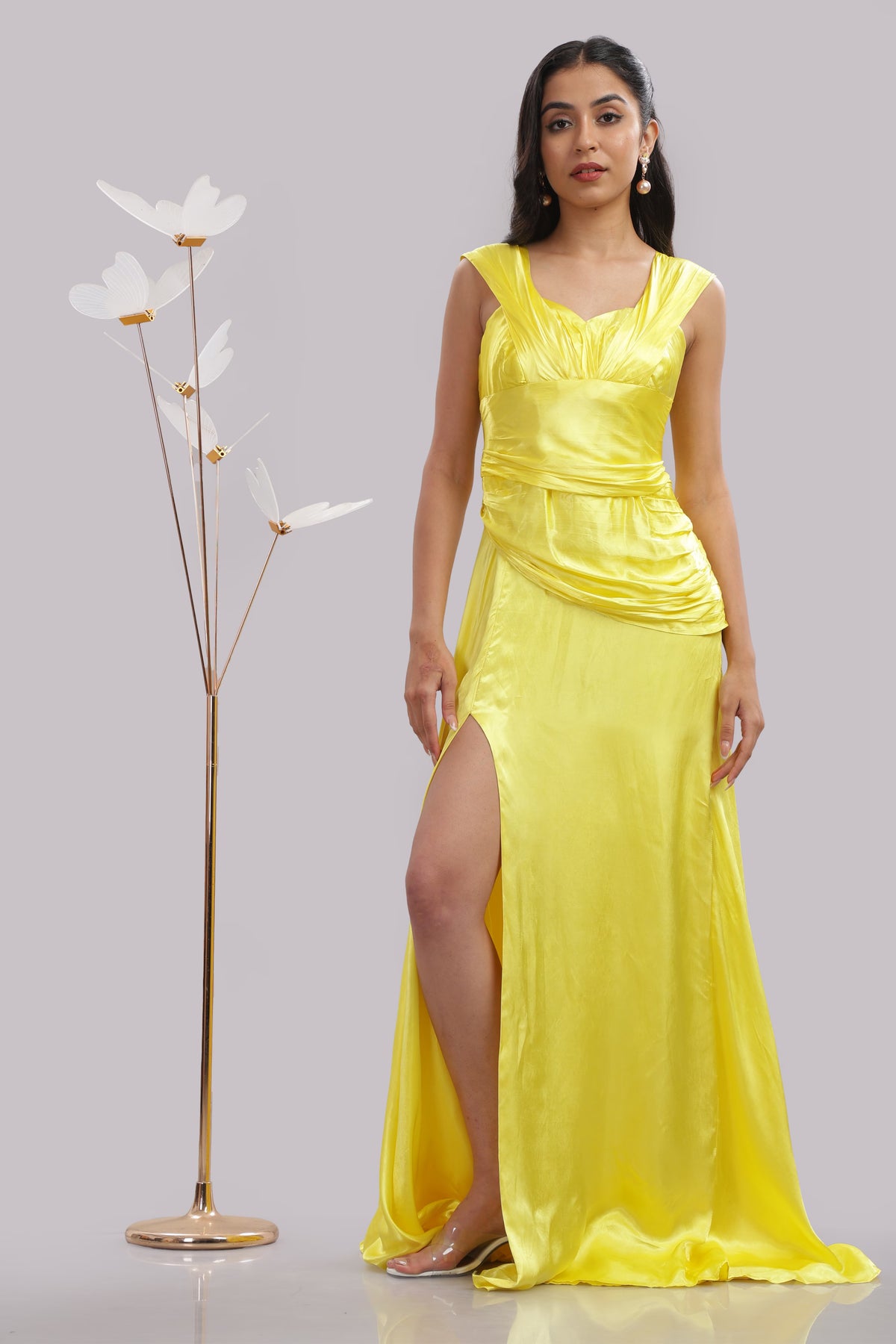 Yellow Sunbeam Satin Gown